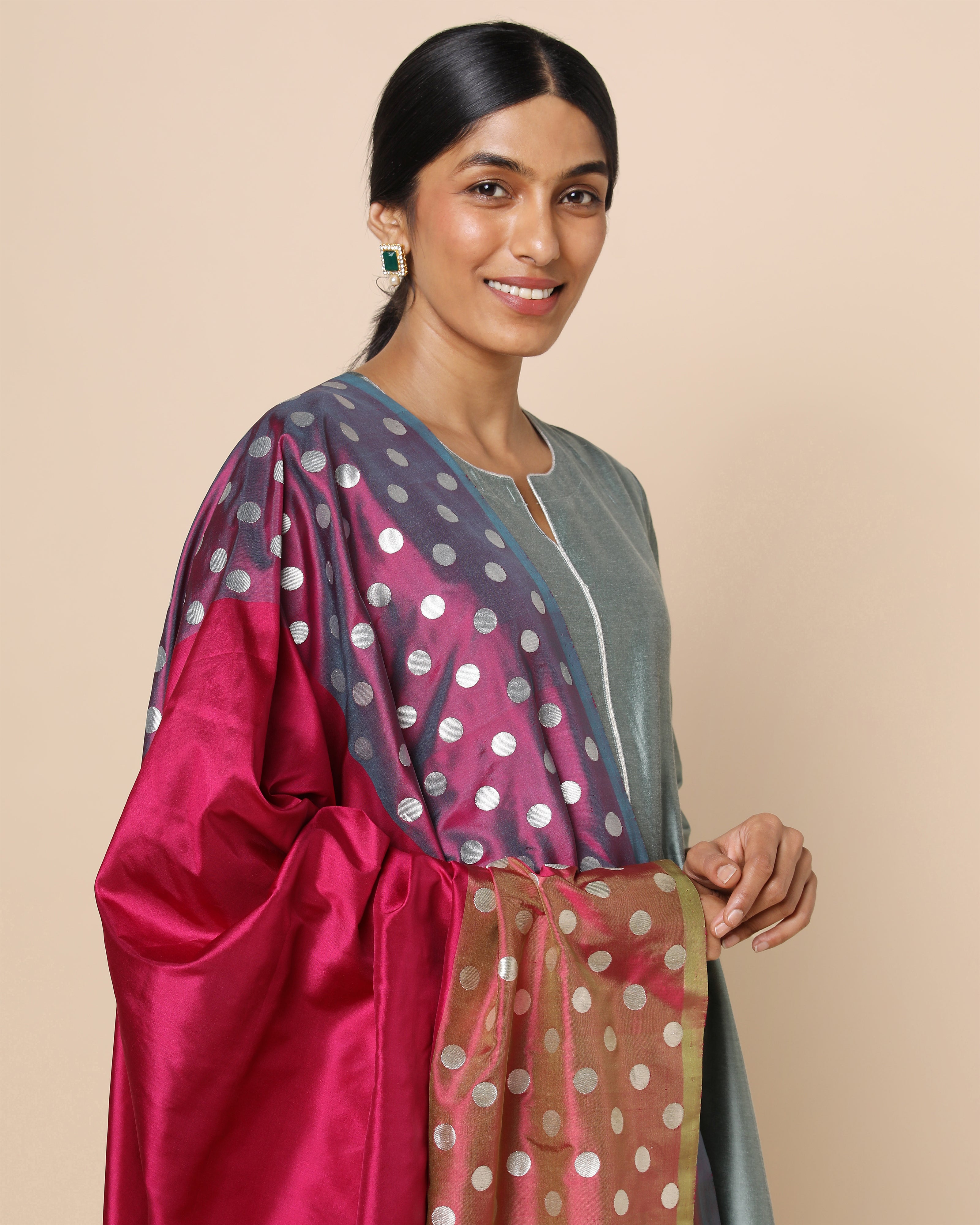 Ashni Banarasi Cutwork Silk Dupatta