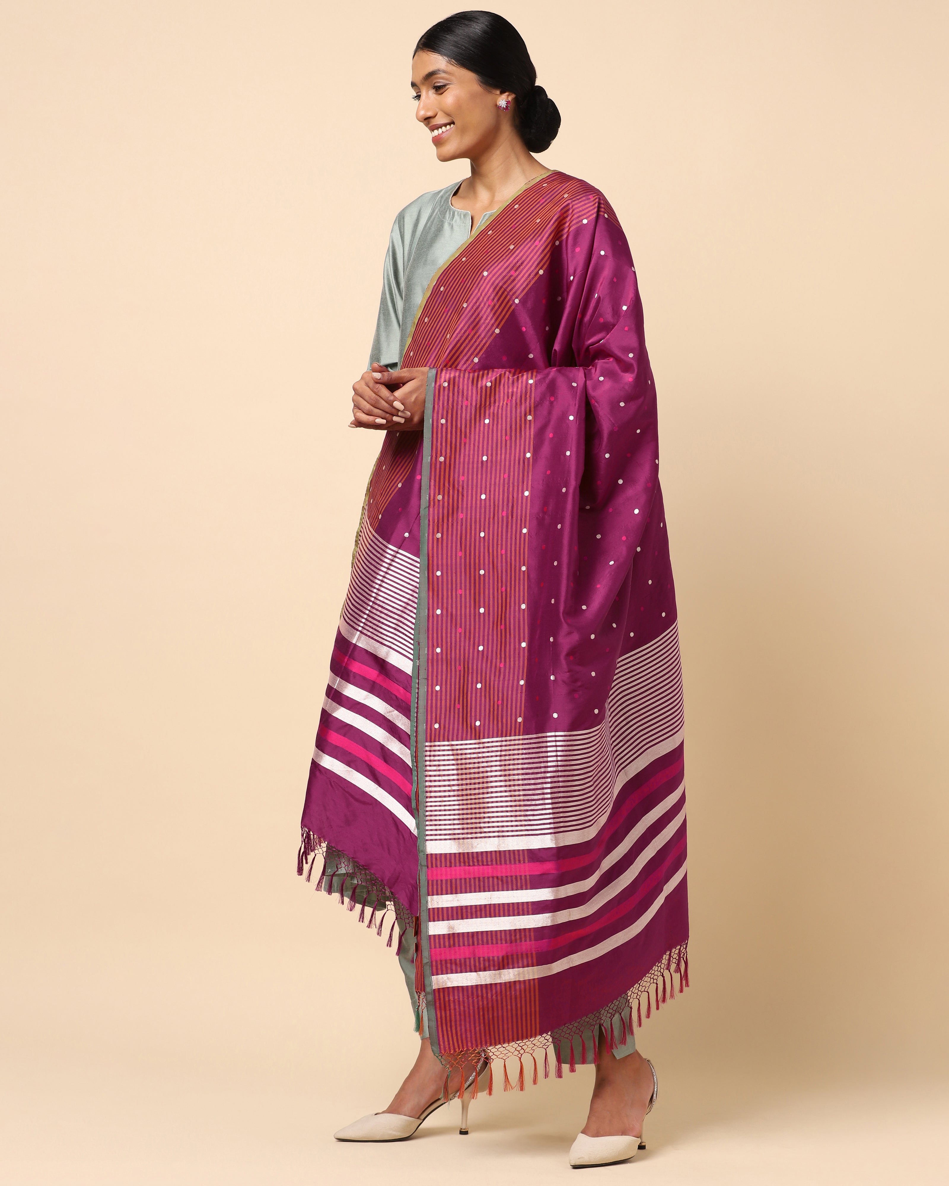 Manasa Banarasi Cutwork Silk Dupatta