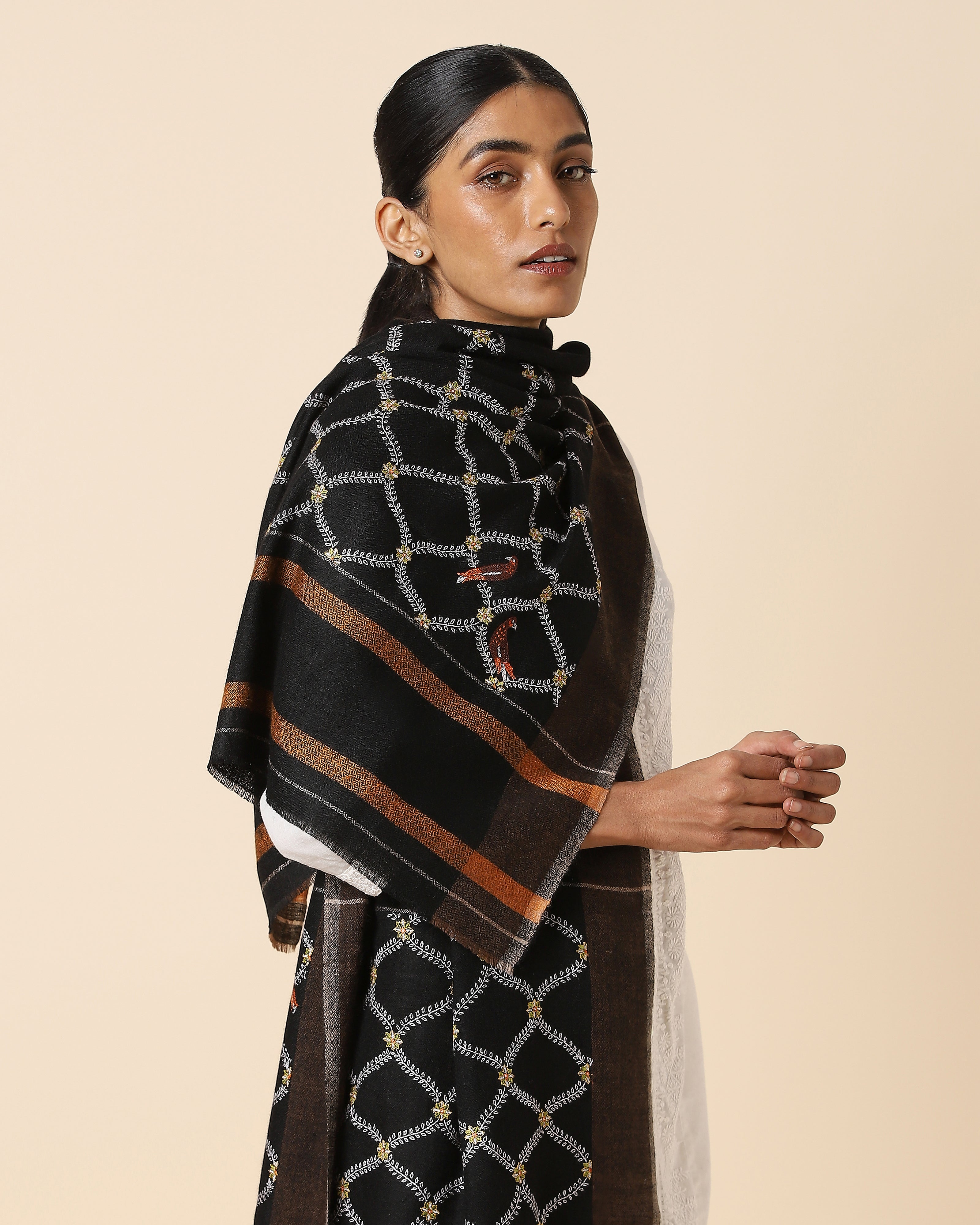 Chehek Kashmir Sozni Embroidery Pashmina Stole