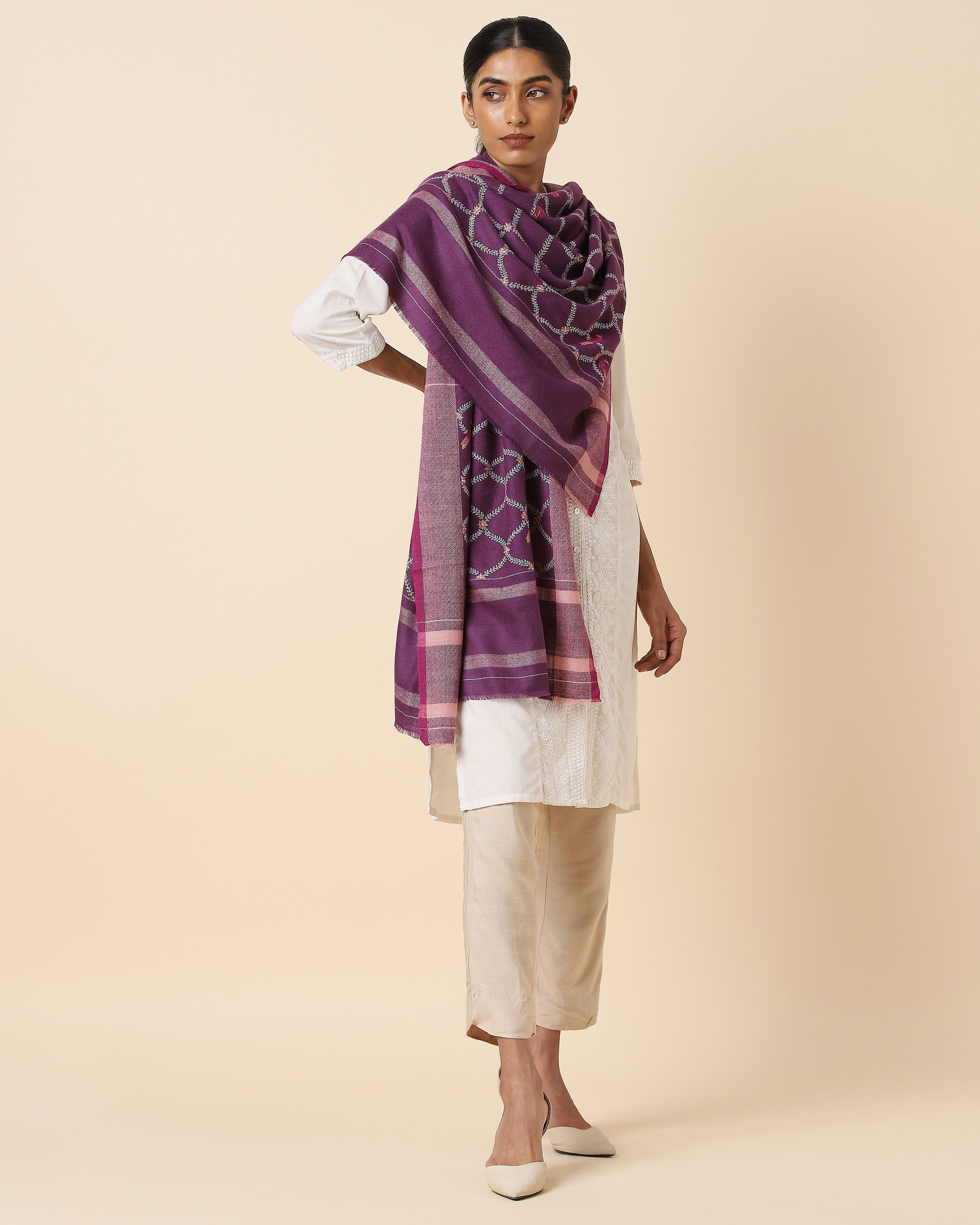 Chehek Kashmir Sozni Embroidery Pashmina Stole