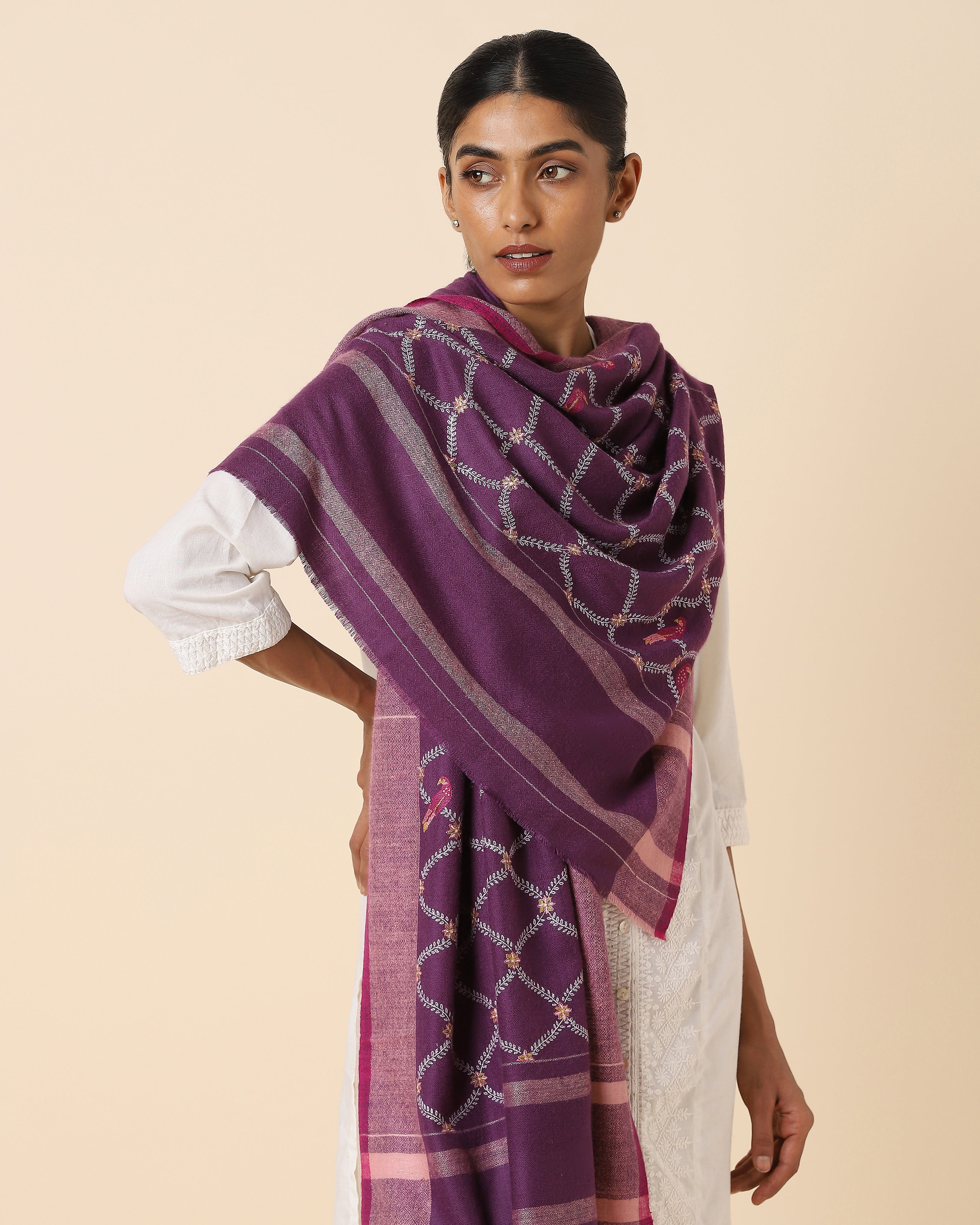 Chehek Kashmir Sozni Embroidery Pashmina Stole