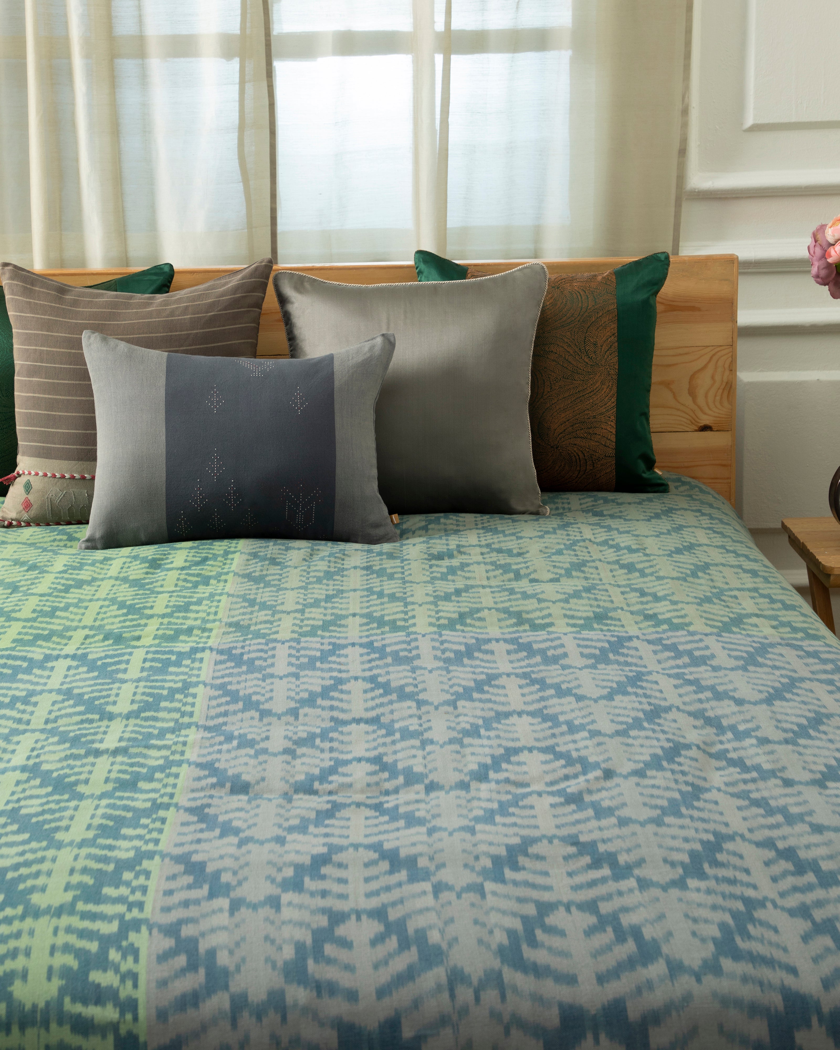 Aami Pochampally Warp Ikat Cotton Double Bed Cover
