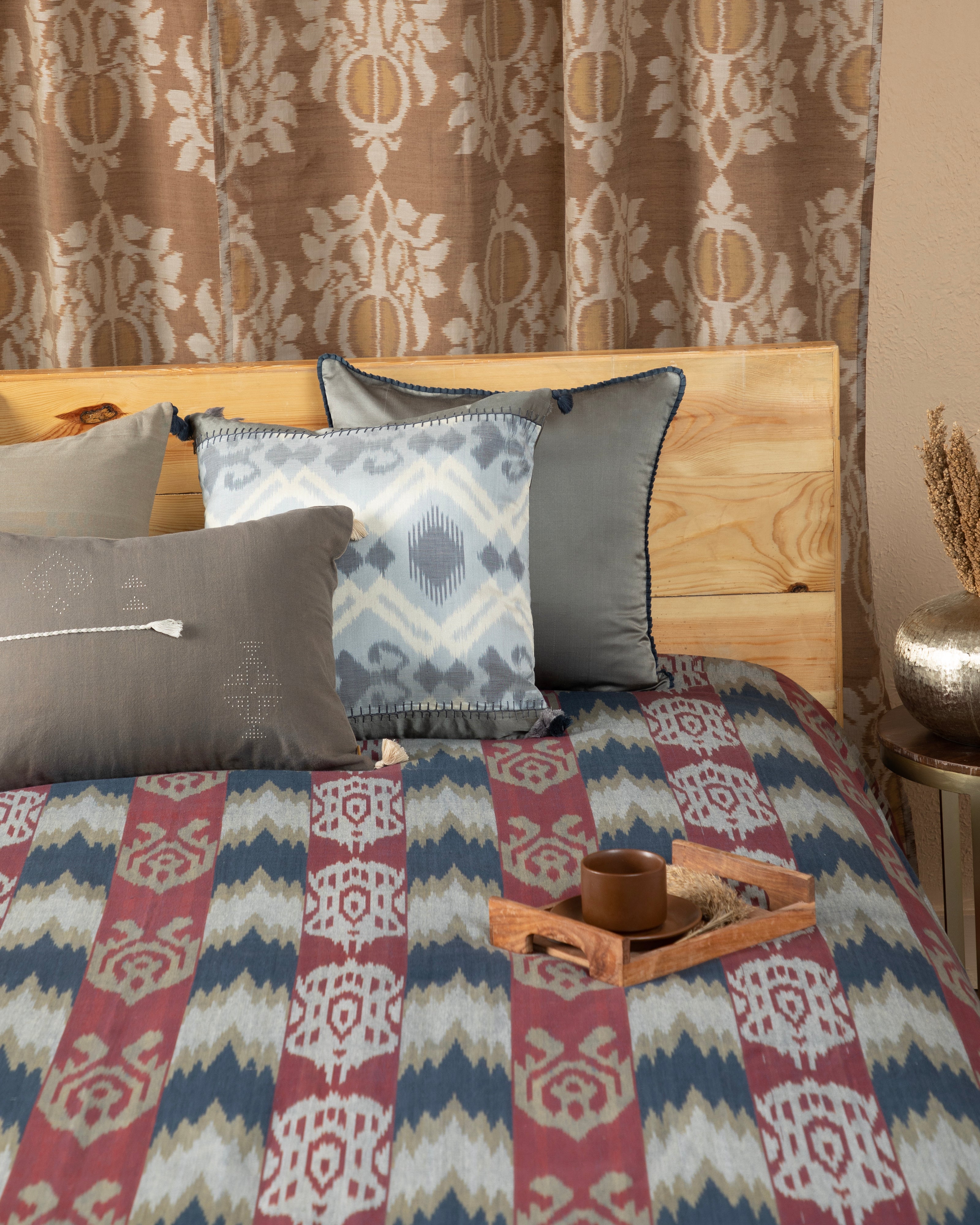 Feray Pochampally Warp Ikat Cotton Double Bed Cover