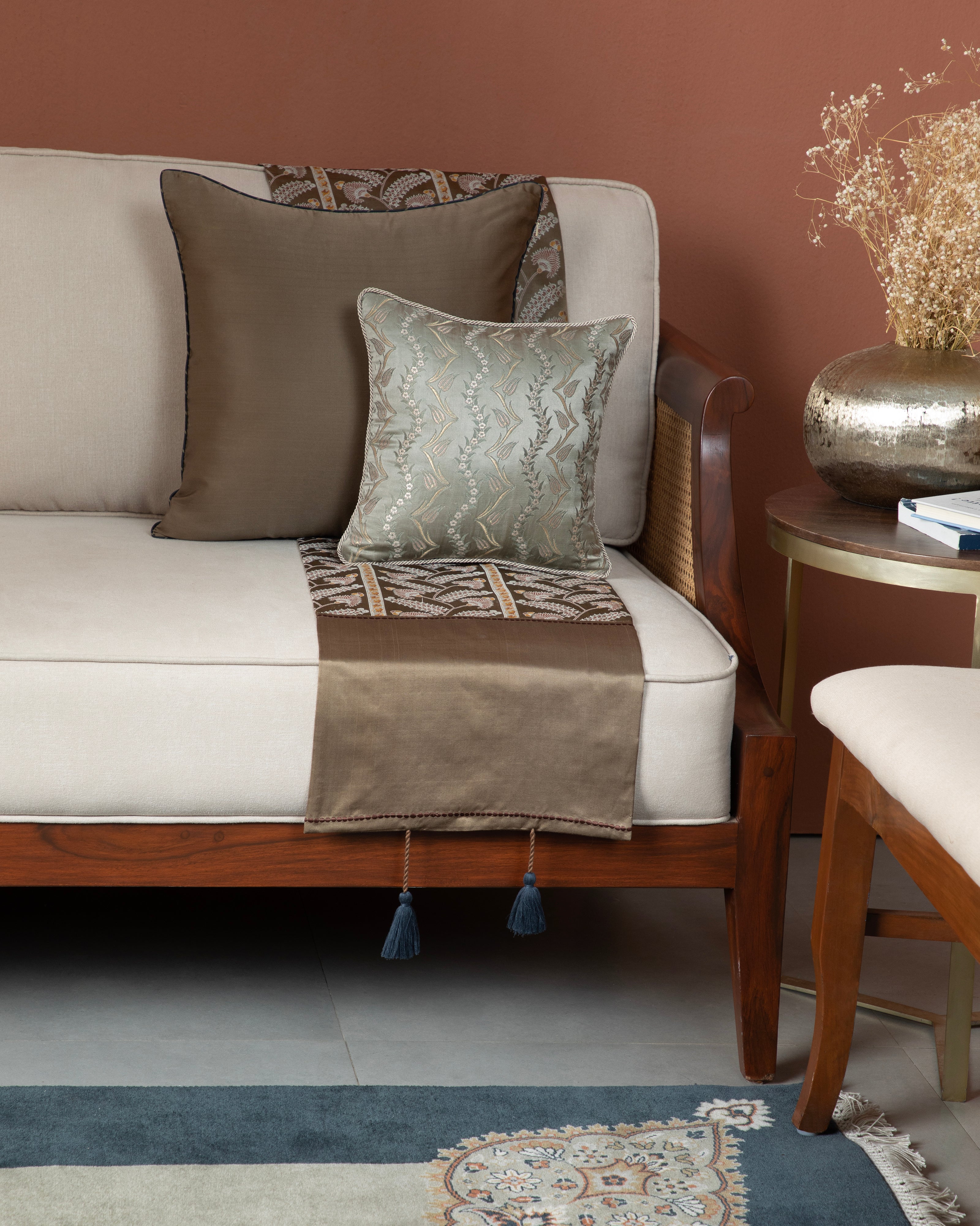 Ediz Banarasi Satin Brocade Silk Cushion Cover