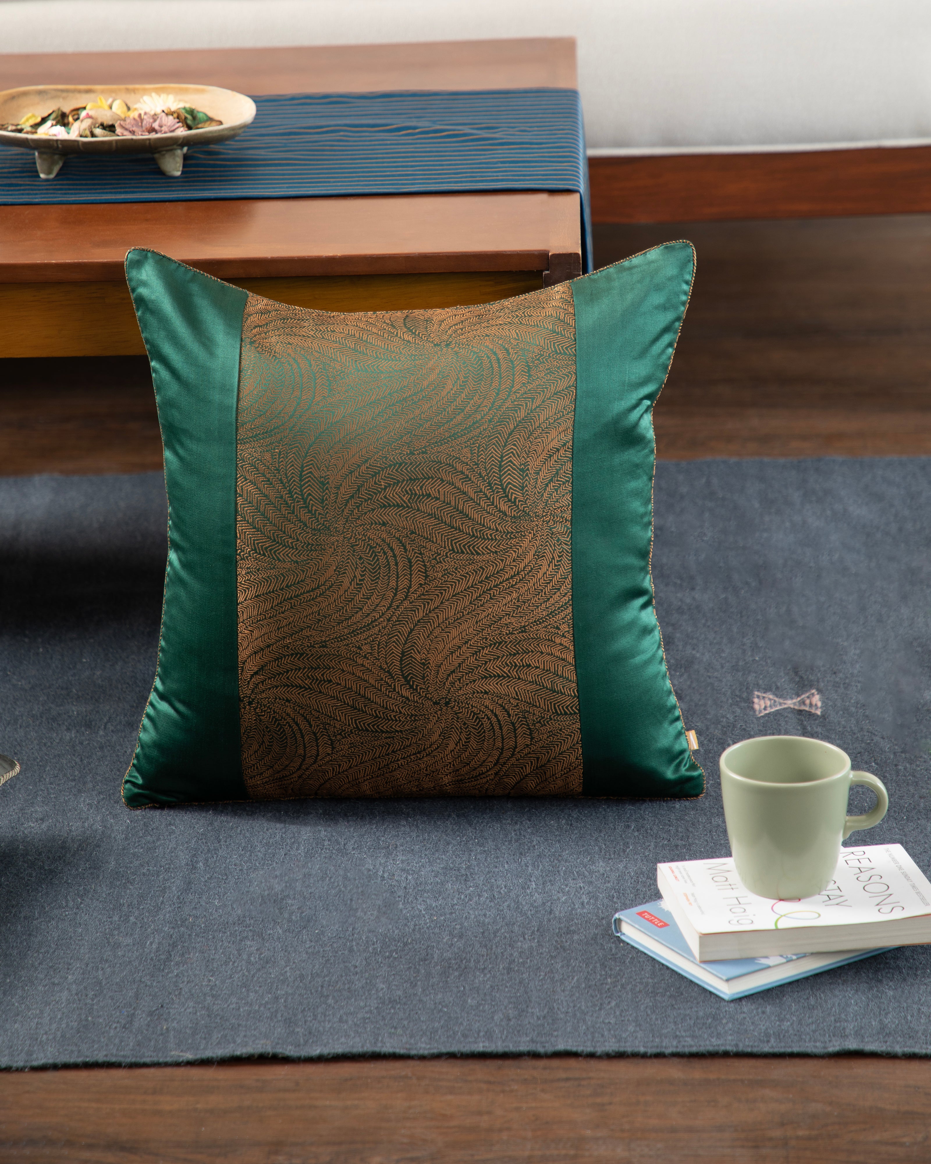 Eela Banarasi Tanchoi Silk Cushion Cover
