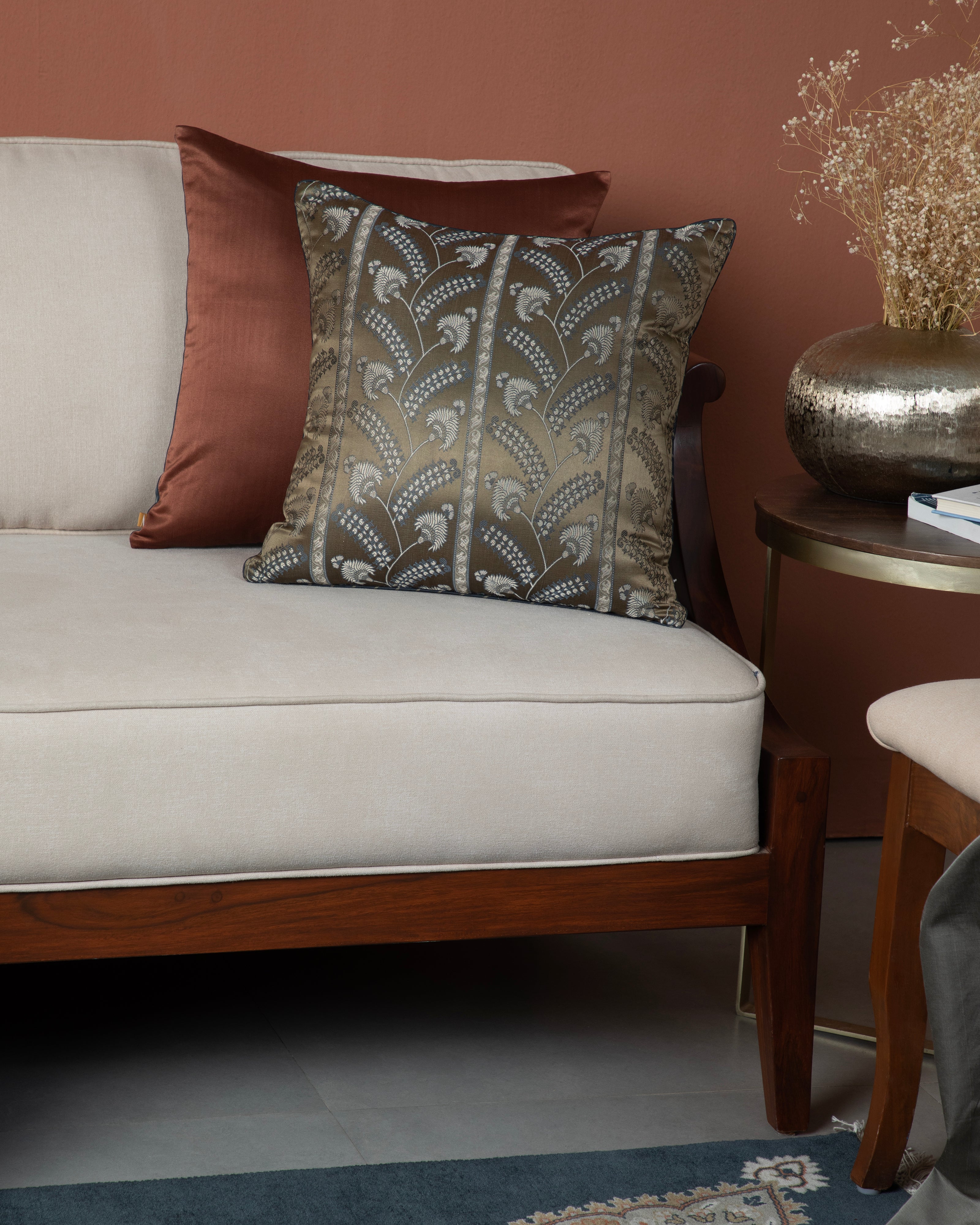 Banou Banarasi Tanchoi Silk Cushion Cover