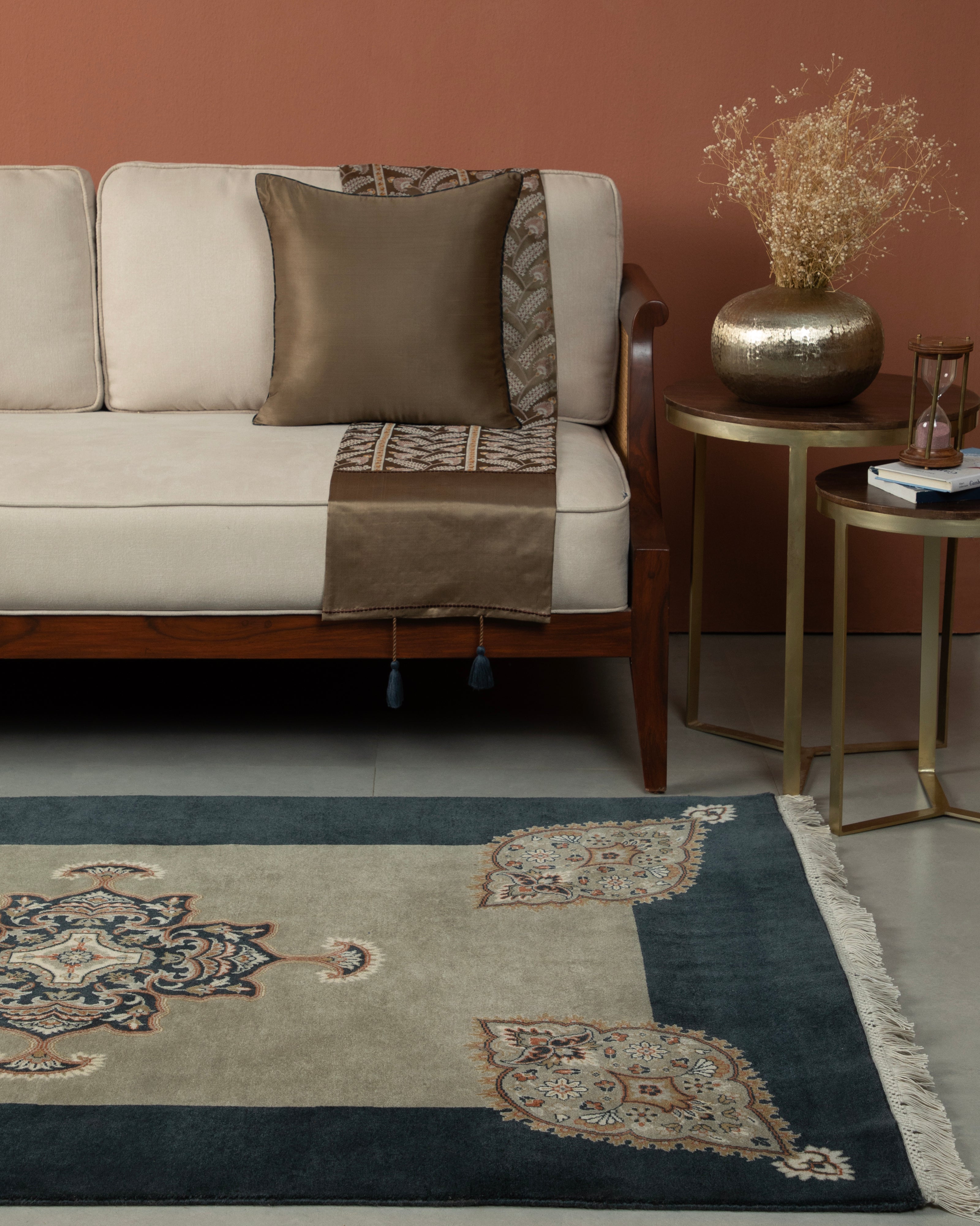 Murat Bhadohi Hand Knotted Cotton Wool Rug