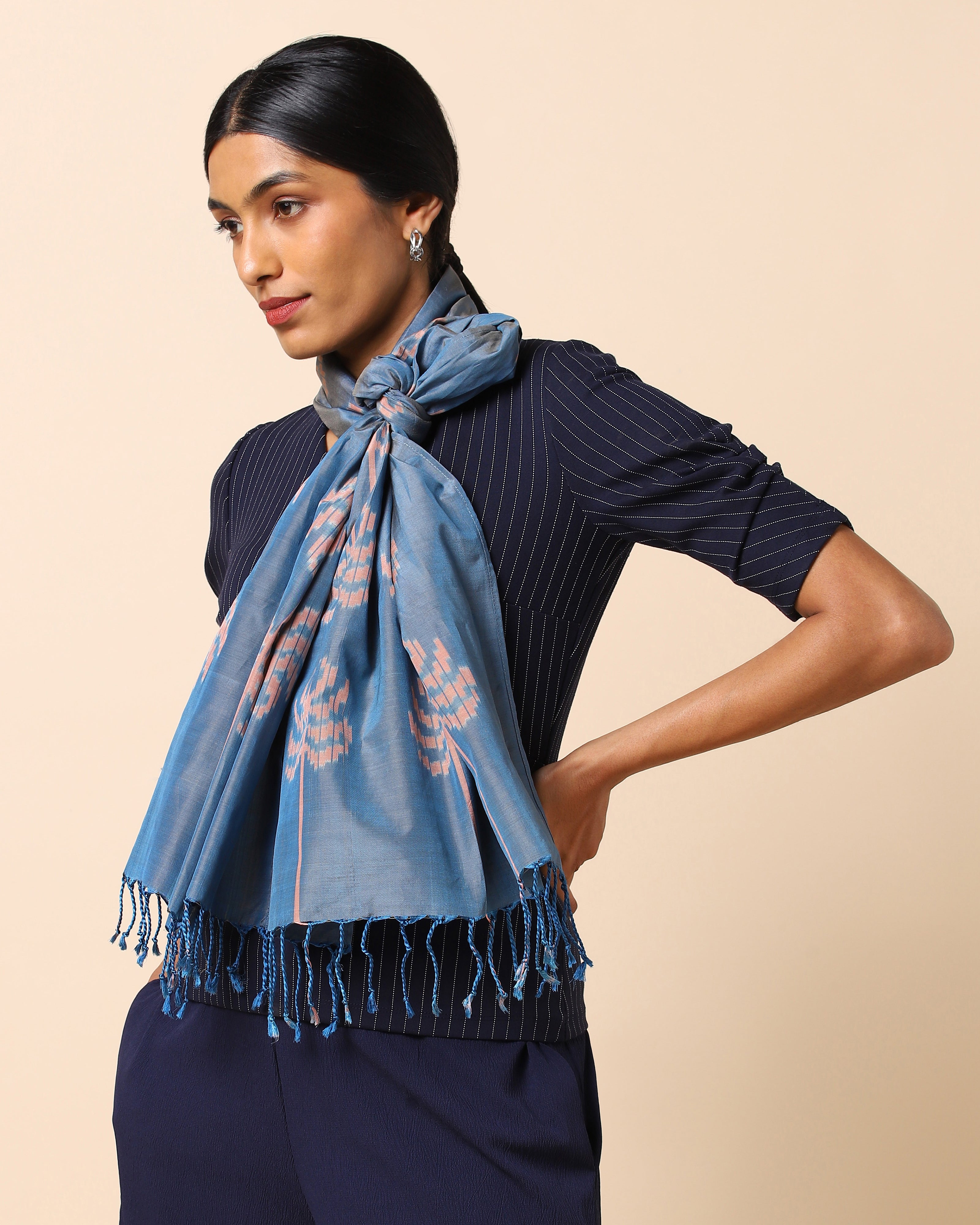 Panaa Pochampally Warp Ikat Silk Cotton Stole