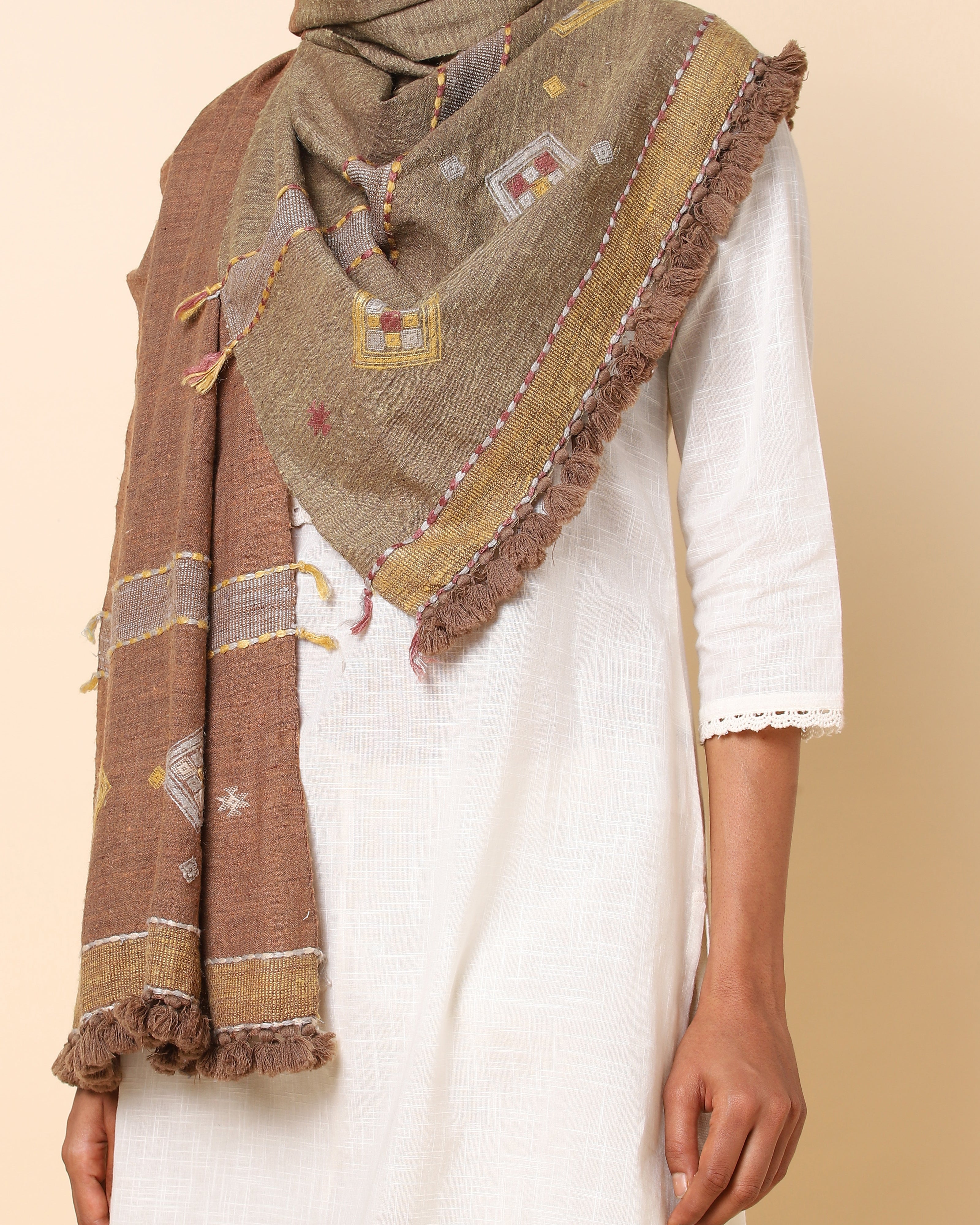 Caria Extra Weft Wool Silk Stole