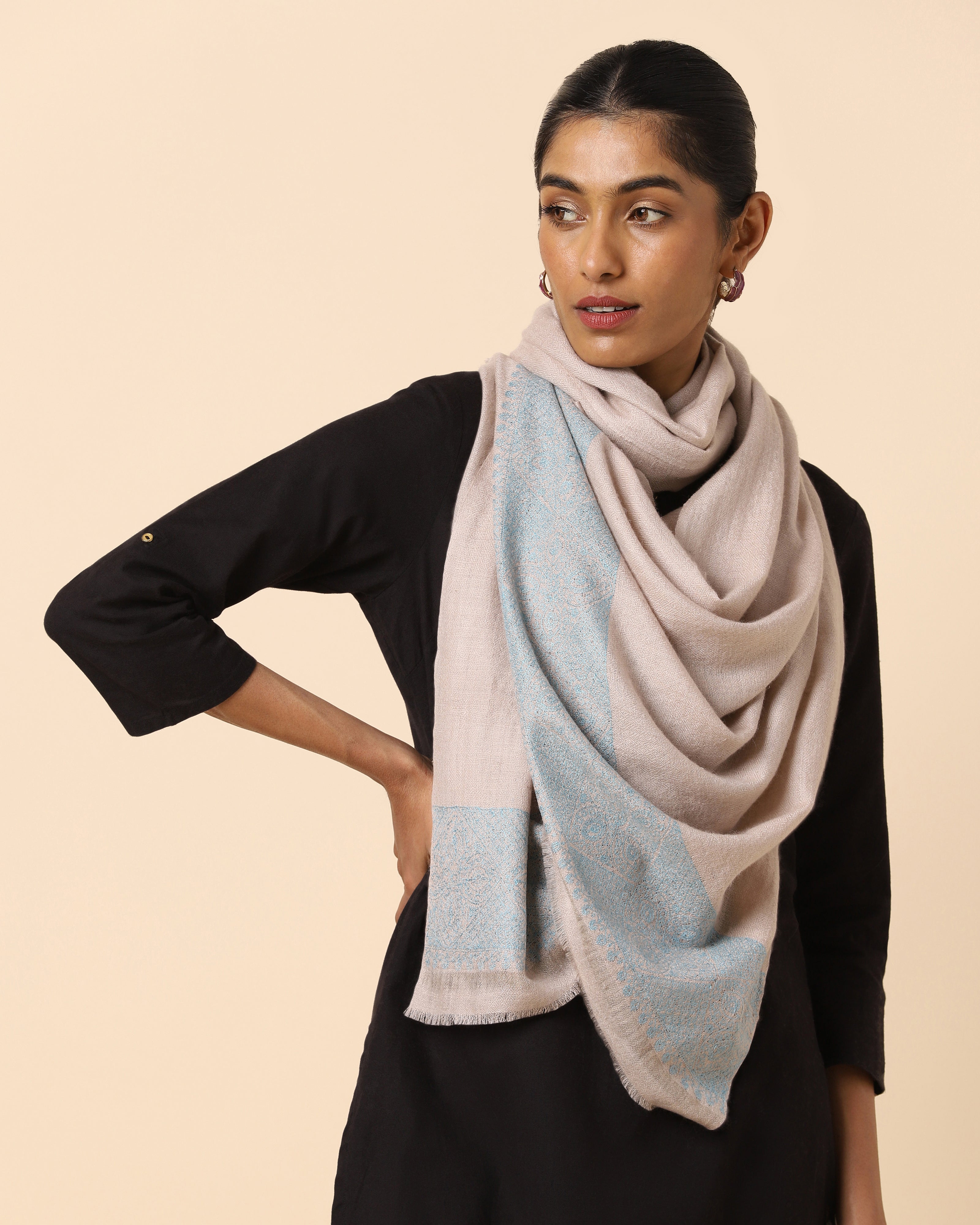 Charmi Kashmir Sozni Embroidery Pashmina Stole