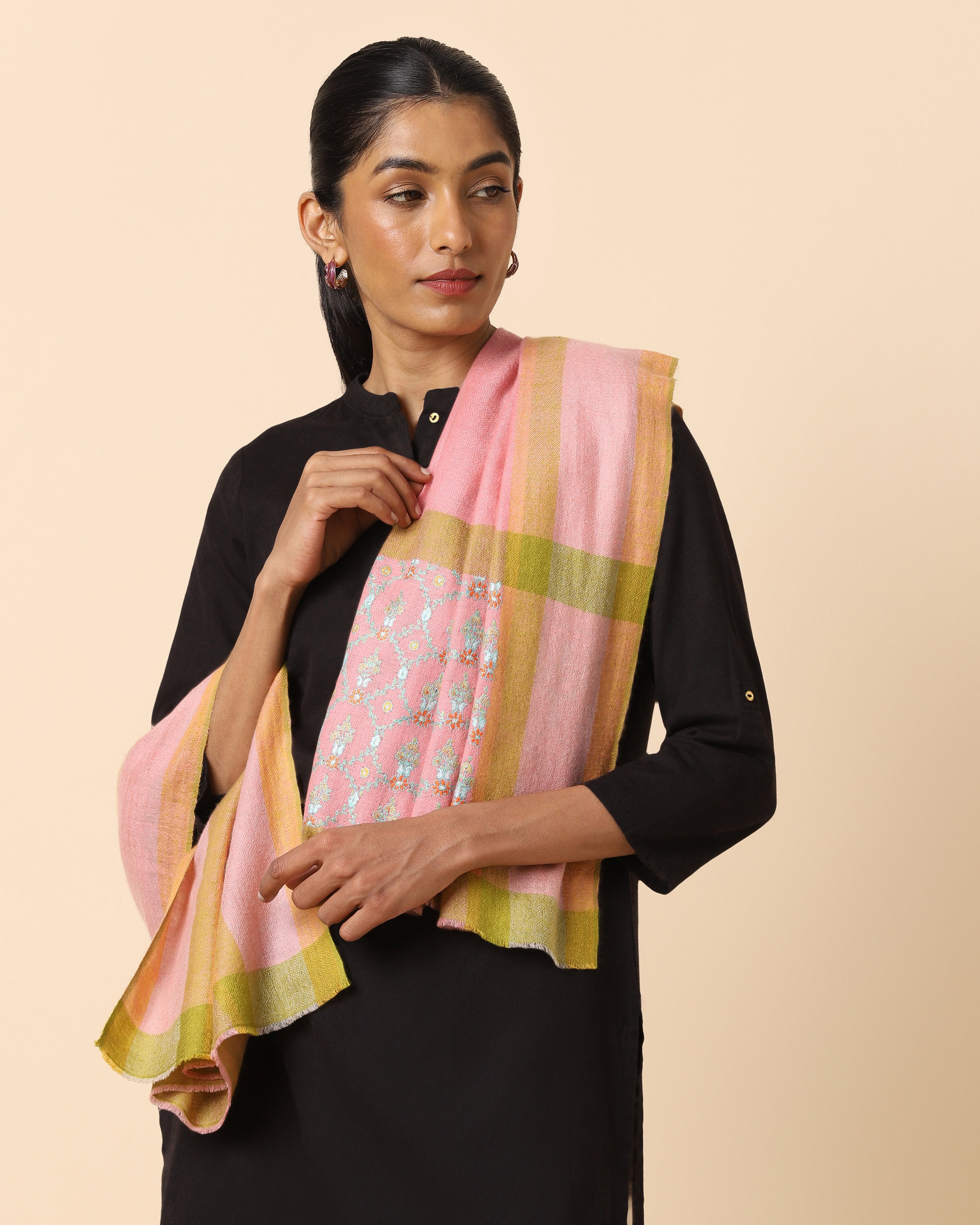 Jaal Kashmir Sozni Embroidery Pashmina Stole