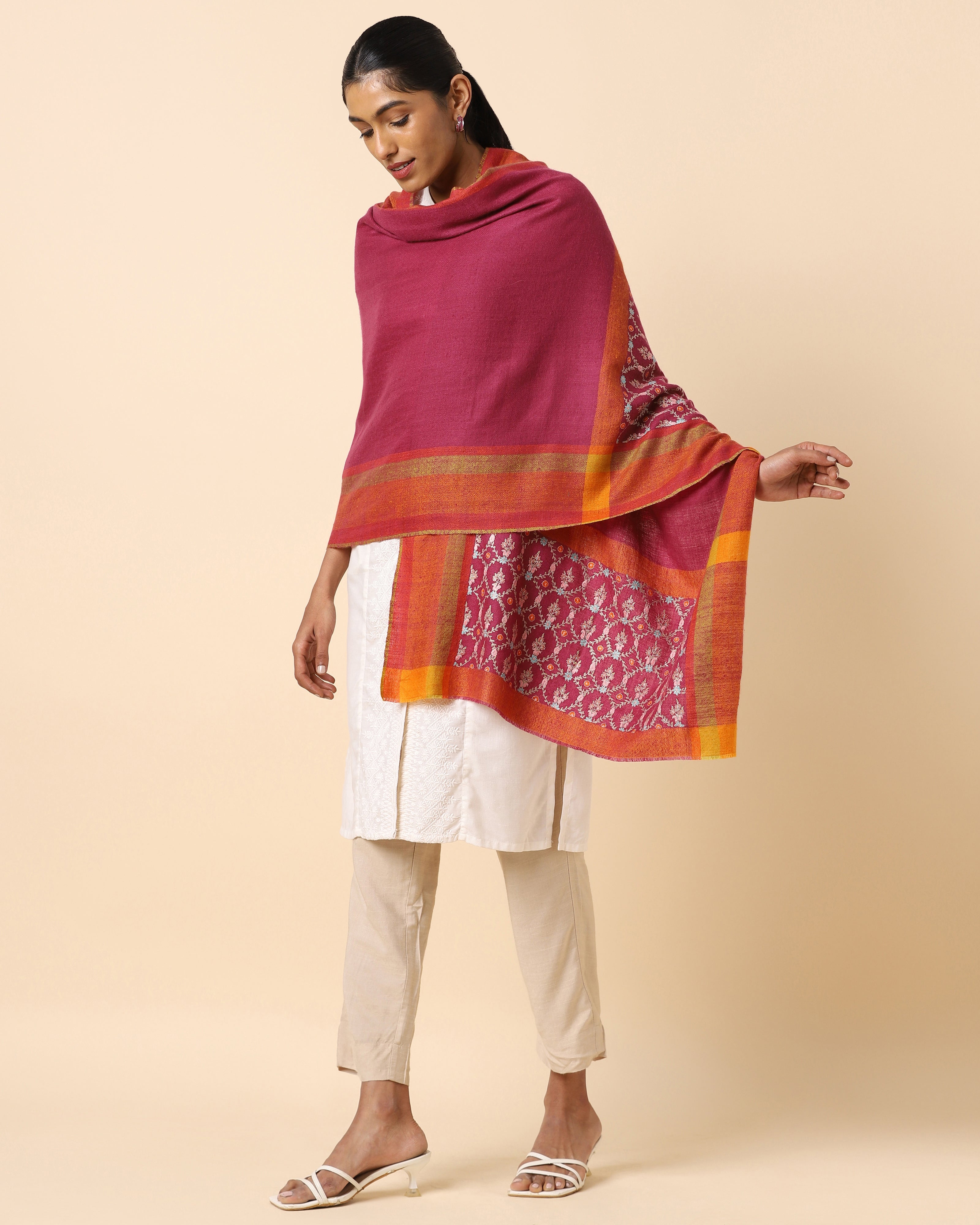 Jaal Kashmir Sozni Embroidery Pashmina Stole