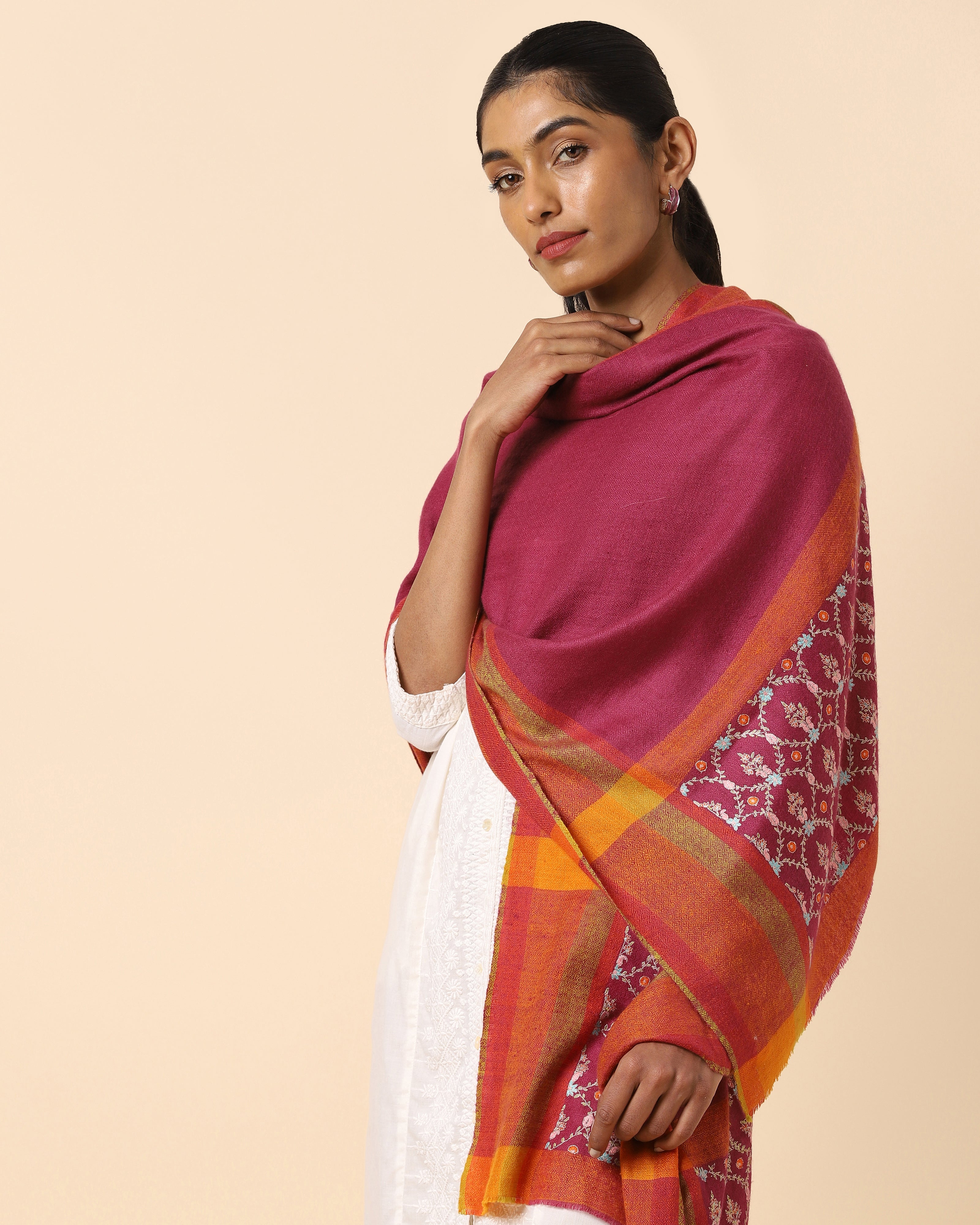 Jaal Kashmir Sozni Embroidery Pashmina Stole