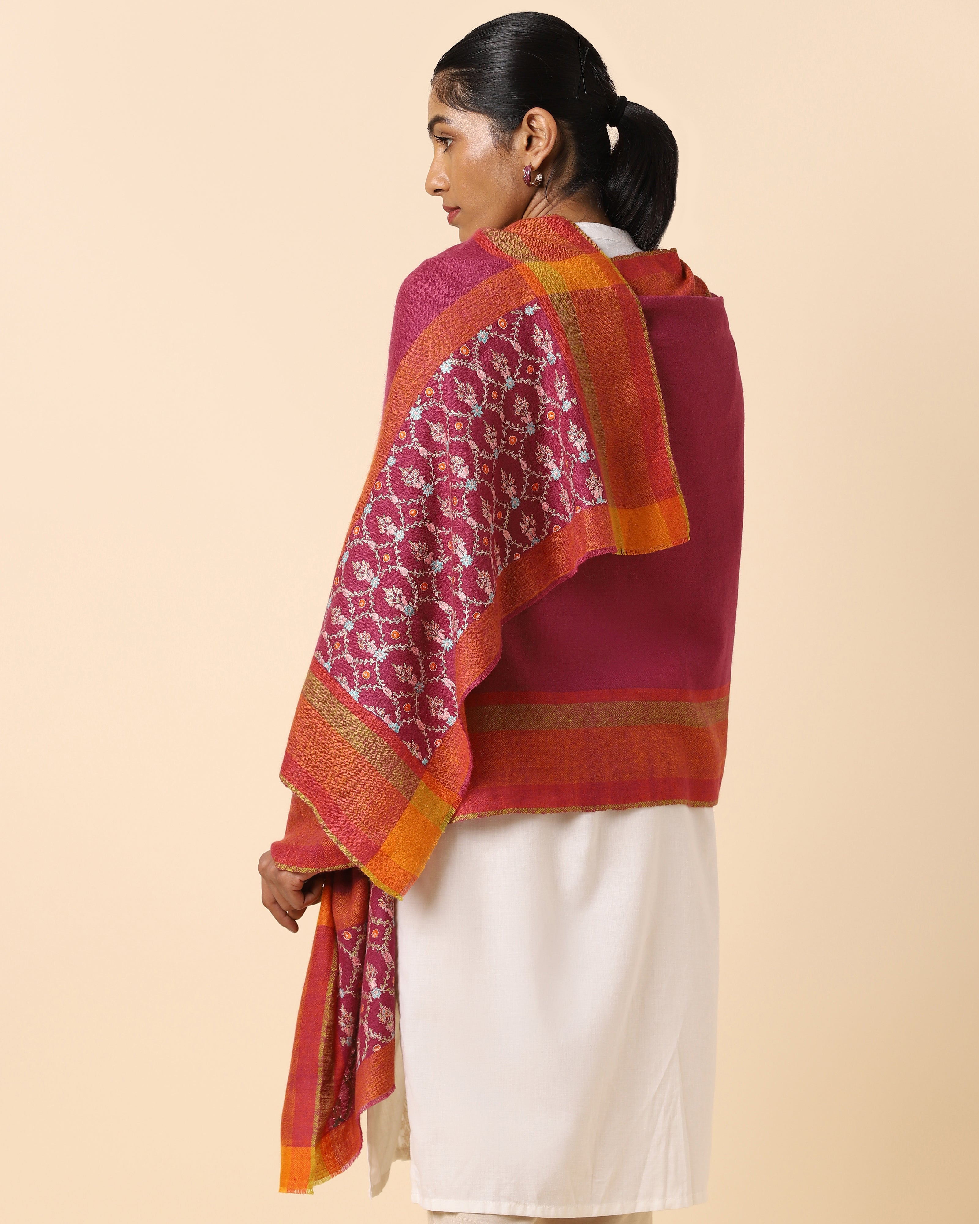 Jaal Kashmir Sozni Embroidery Pashmina Stole