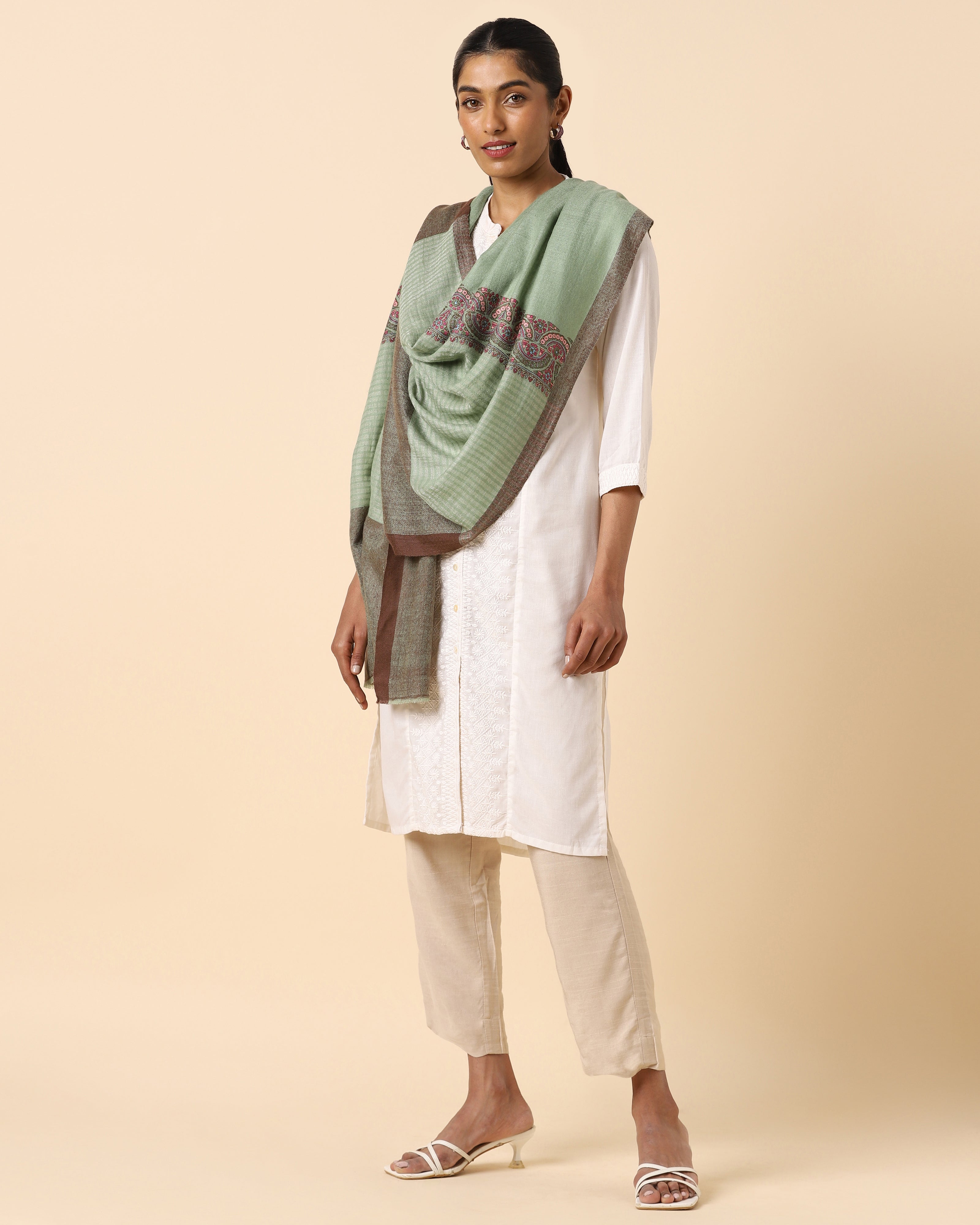 Leher Kashmir Sozni Embroidery Pashmina Stole