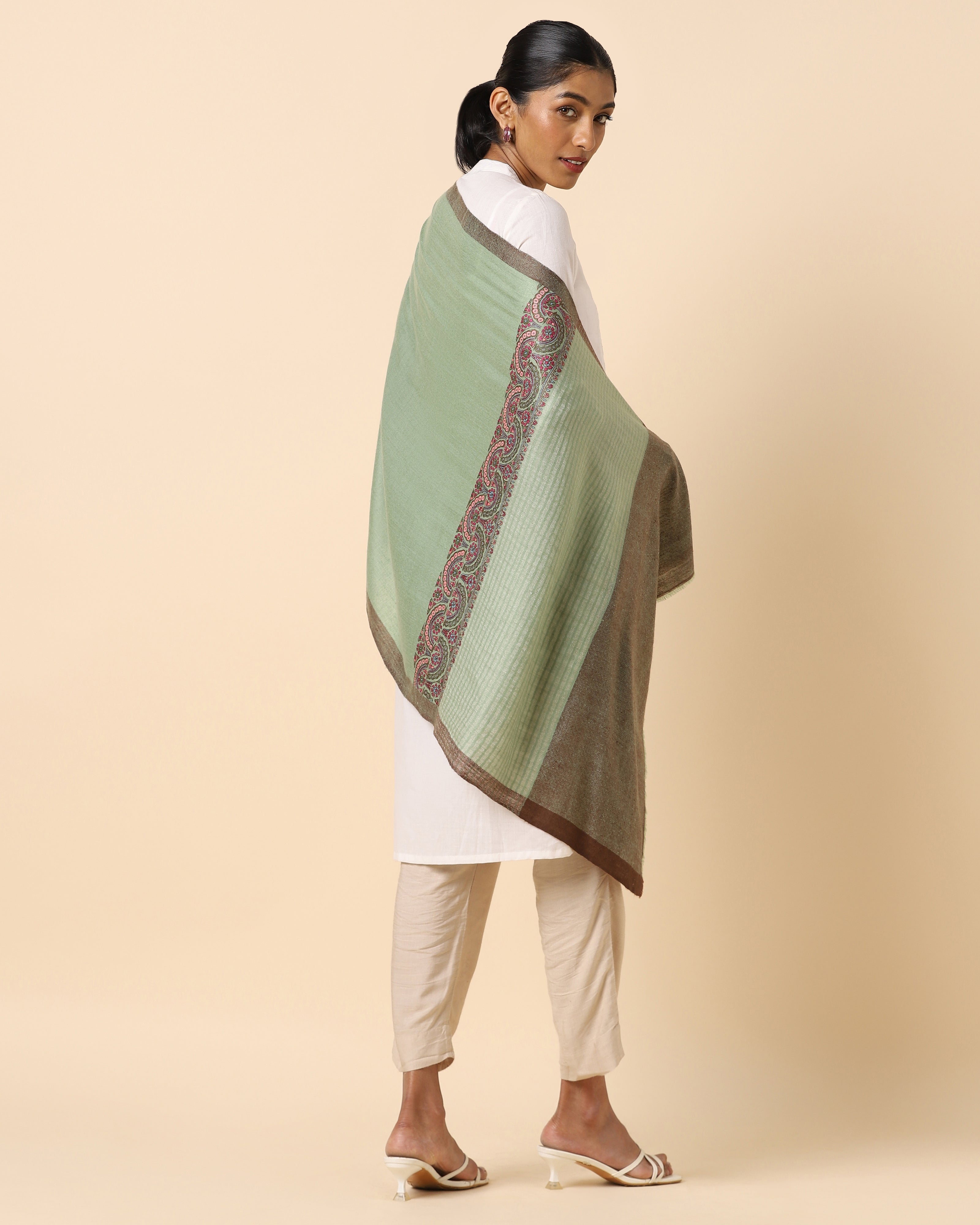 Leher Kashmir Sozni Embroidery Pashmina Stole