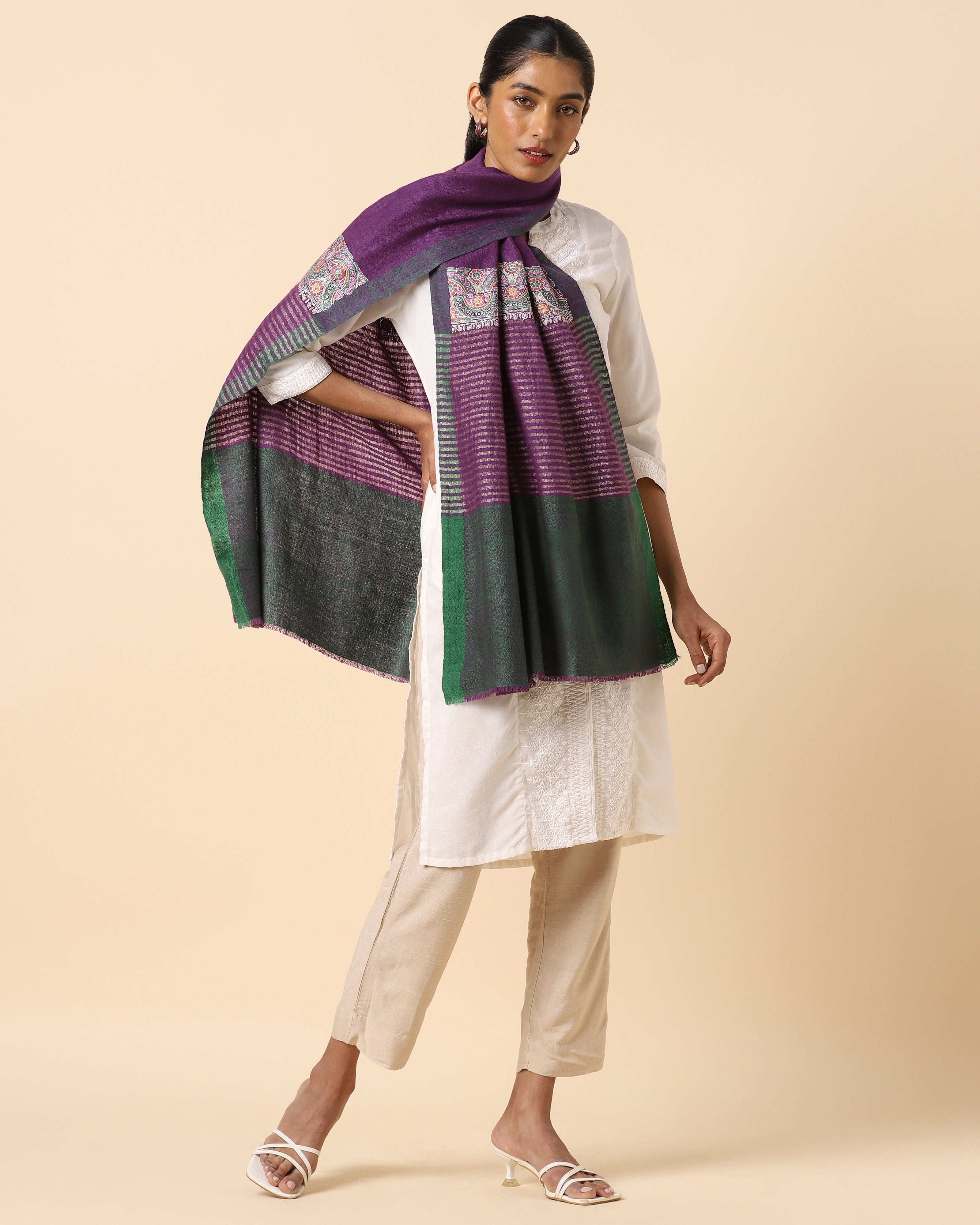 Leher Kashmir Sozni Embroidery Pashmina Stole