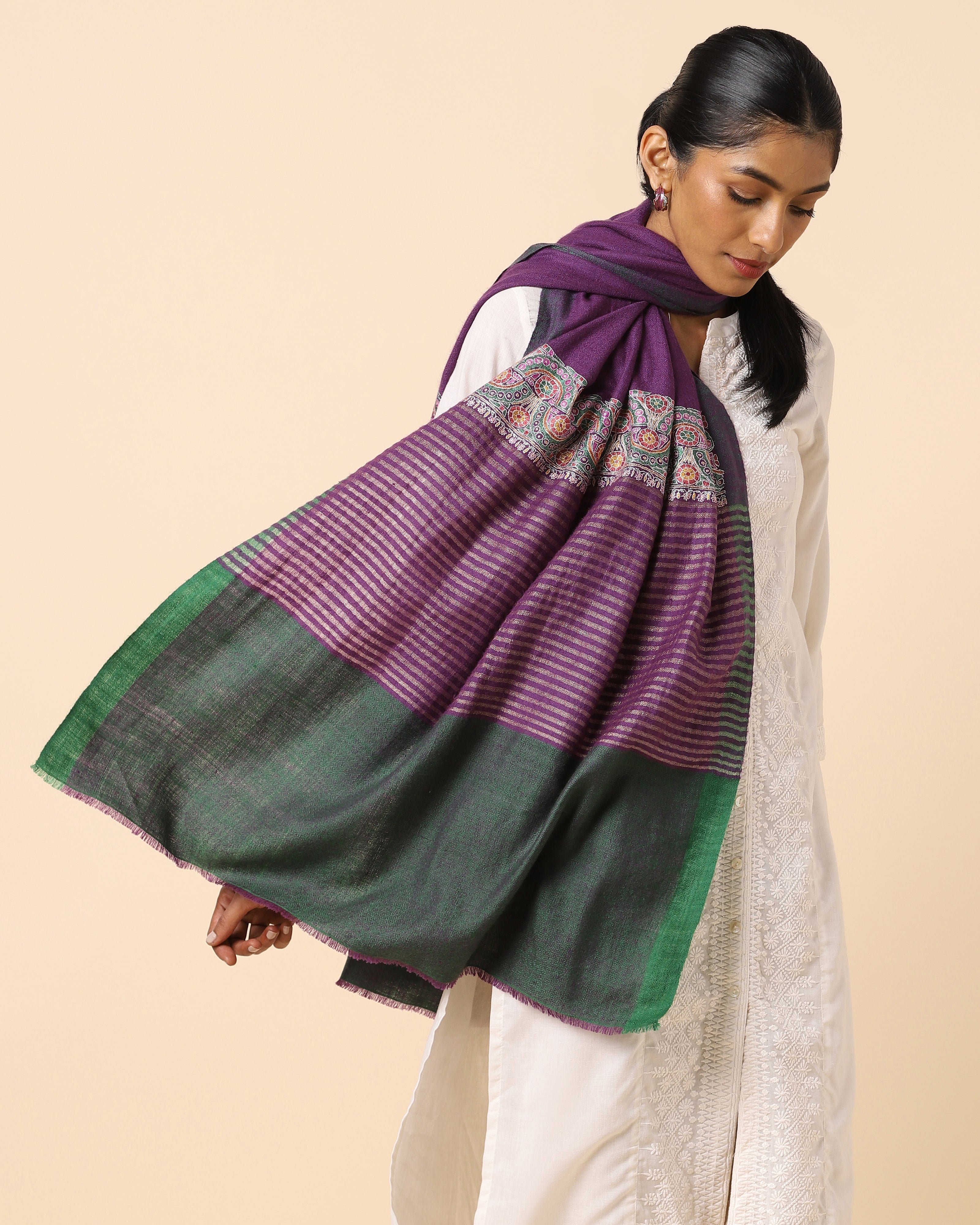 Leher Kashmir Sozni Embroidery Pashmina Stole