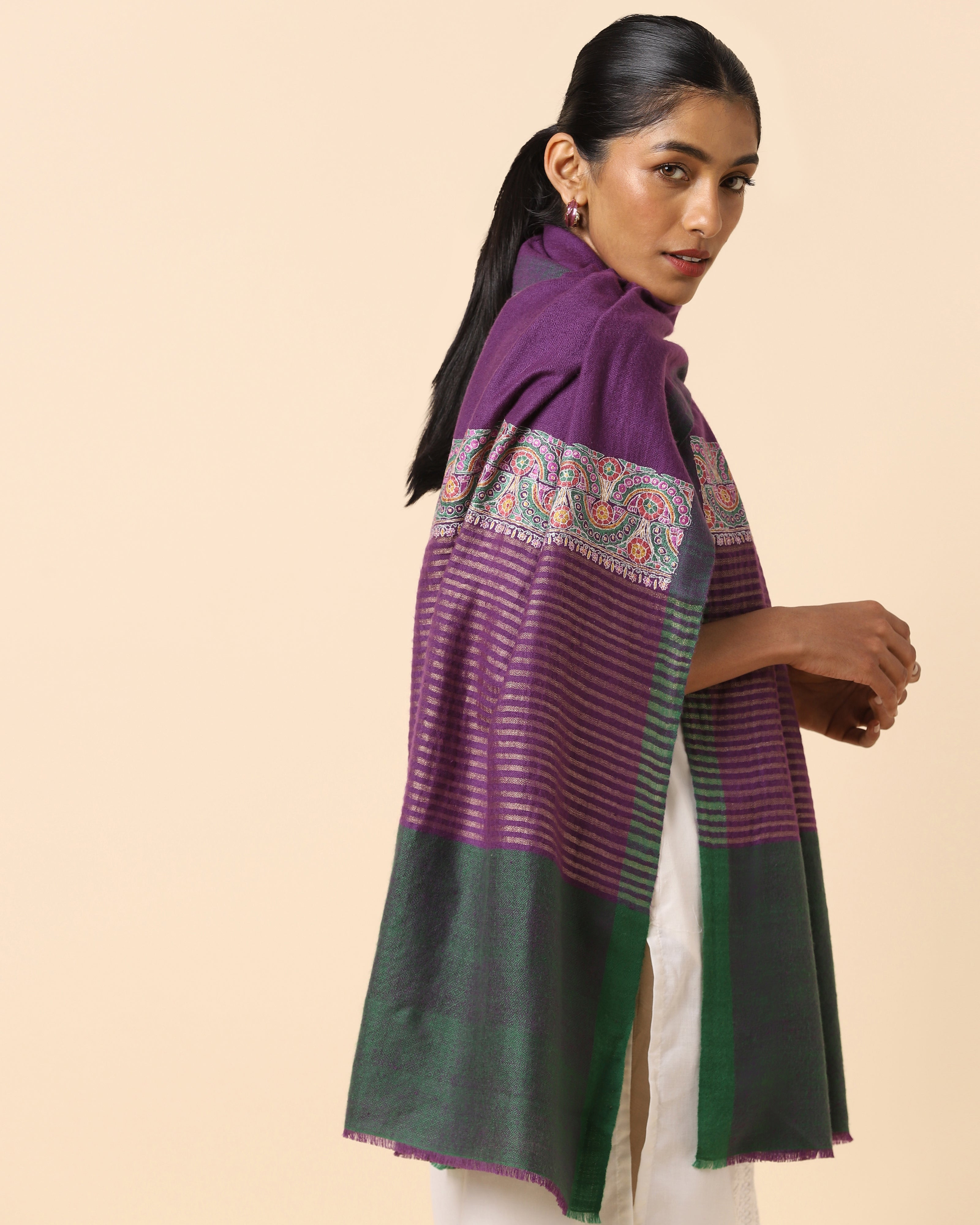 Leher Kashmir Sozni Embroidery Pashmina Stole