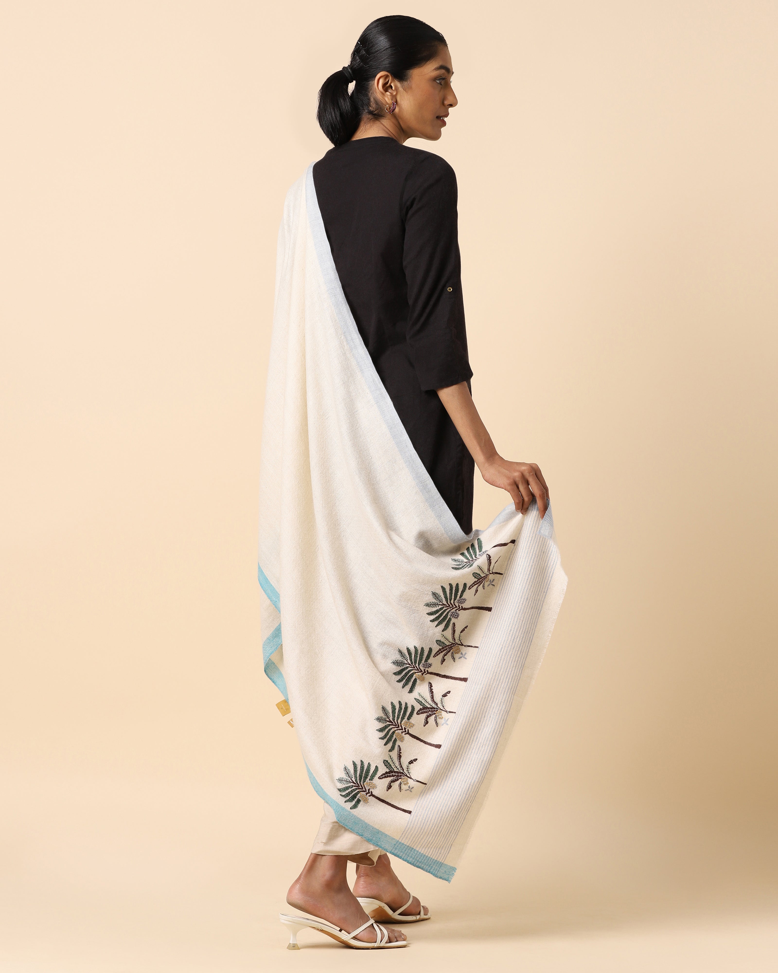 Malabar Kashmir Sozni Embroidery Pashmina Stole