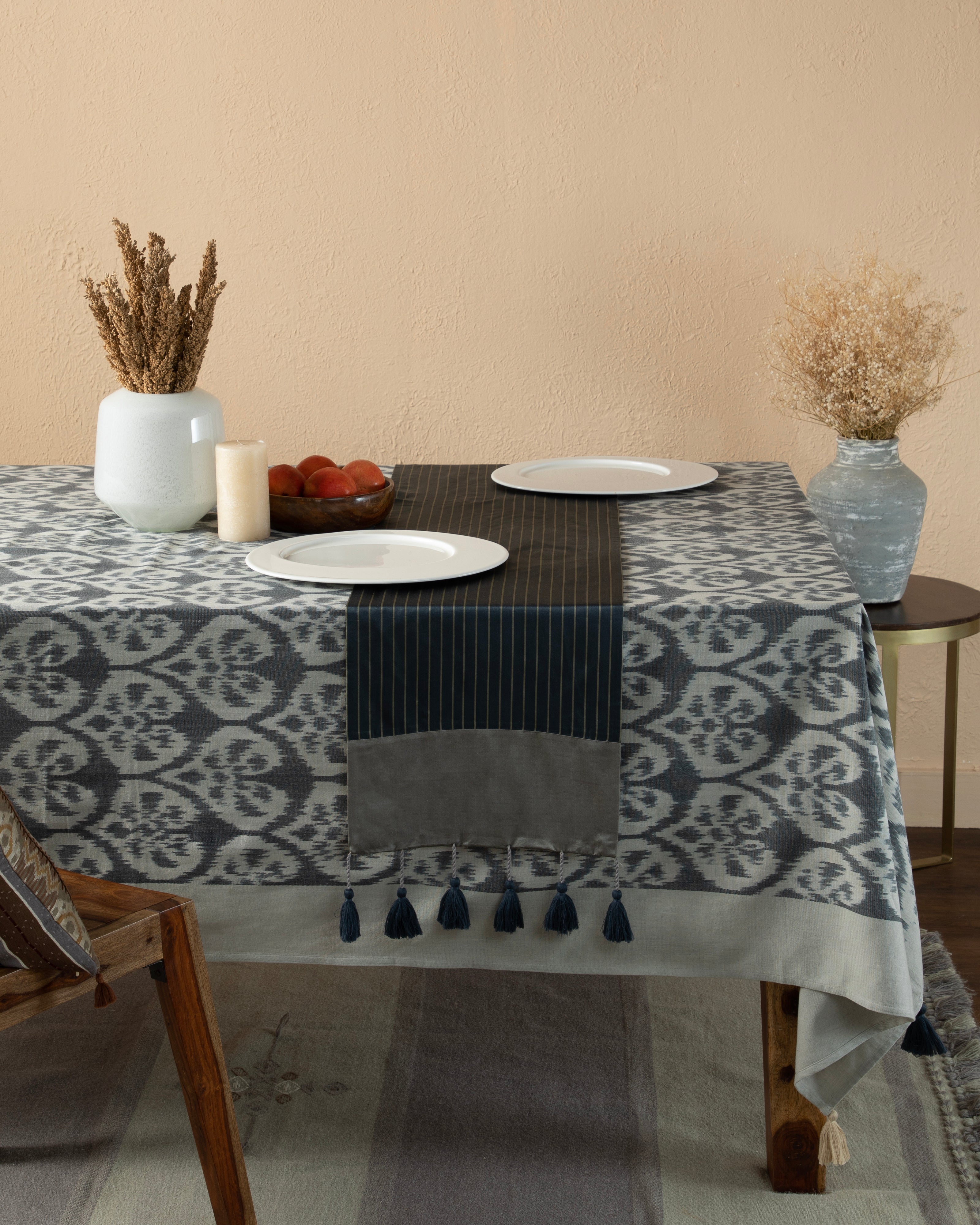 Stripe Satin Silk Cotton Table Runner