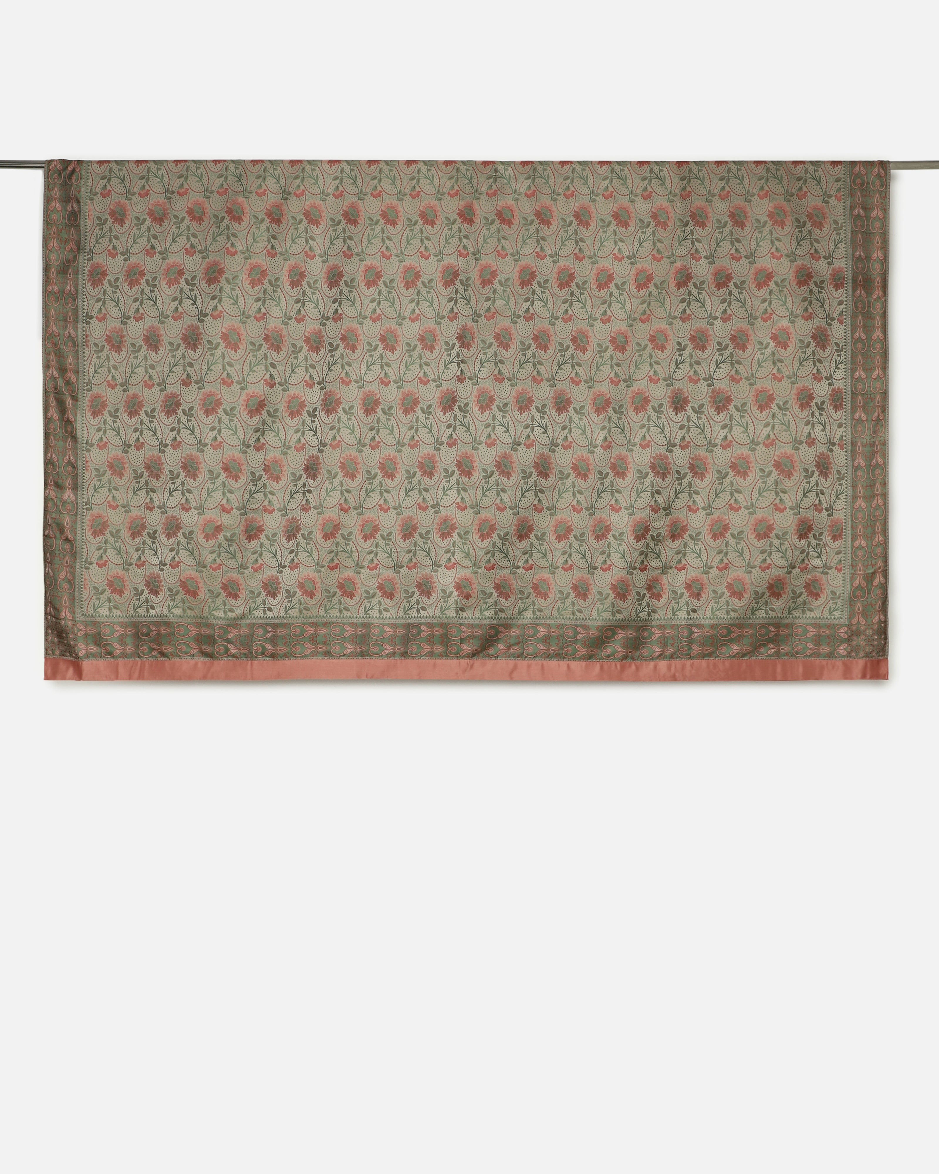 Tazma Banarasi Tanchoi Silk Double Bed Cover