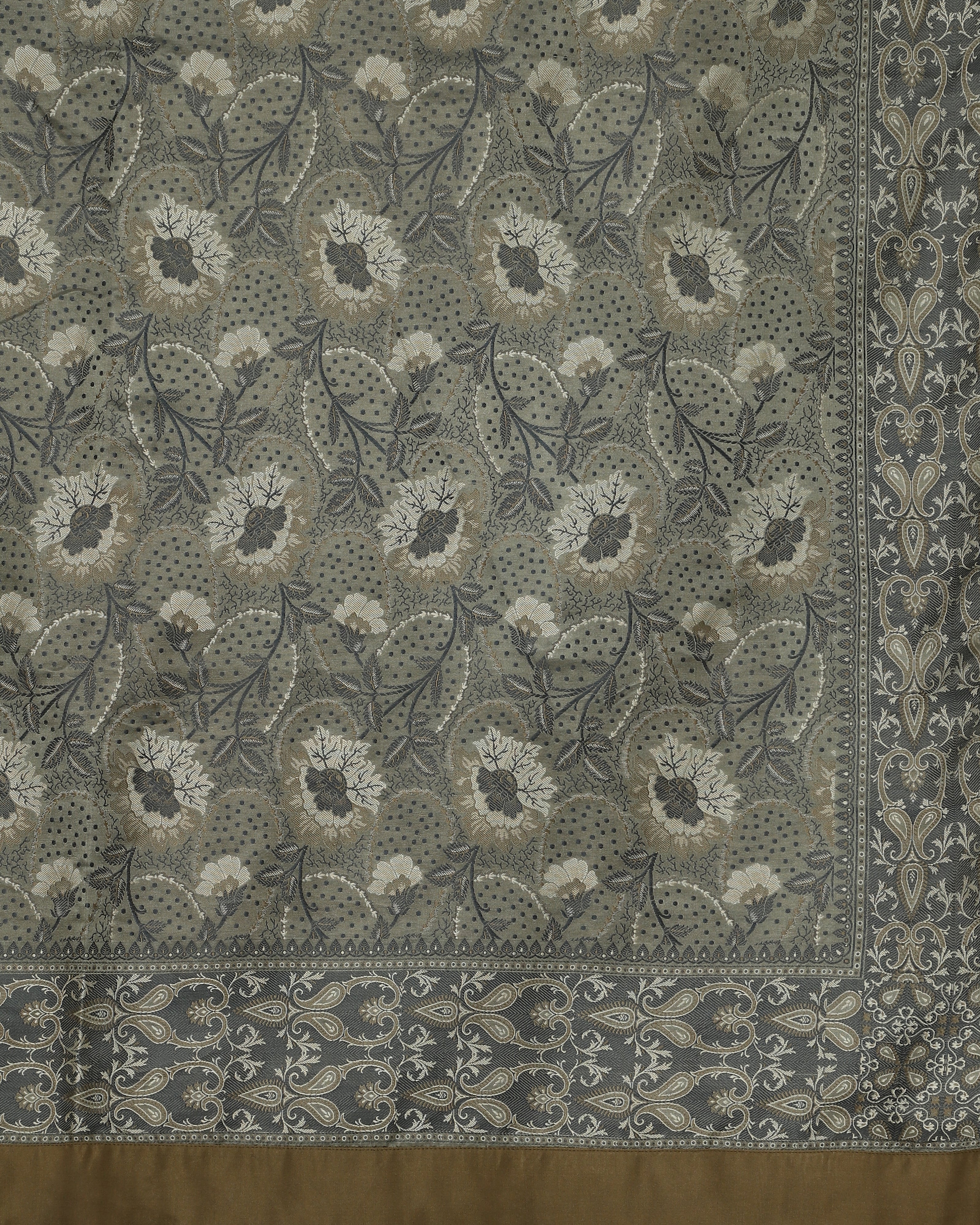 Tazma Banarasi Tanchoi Silk Double Bed Cover