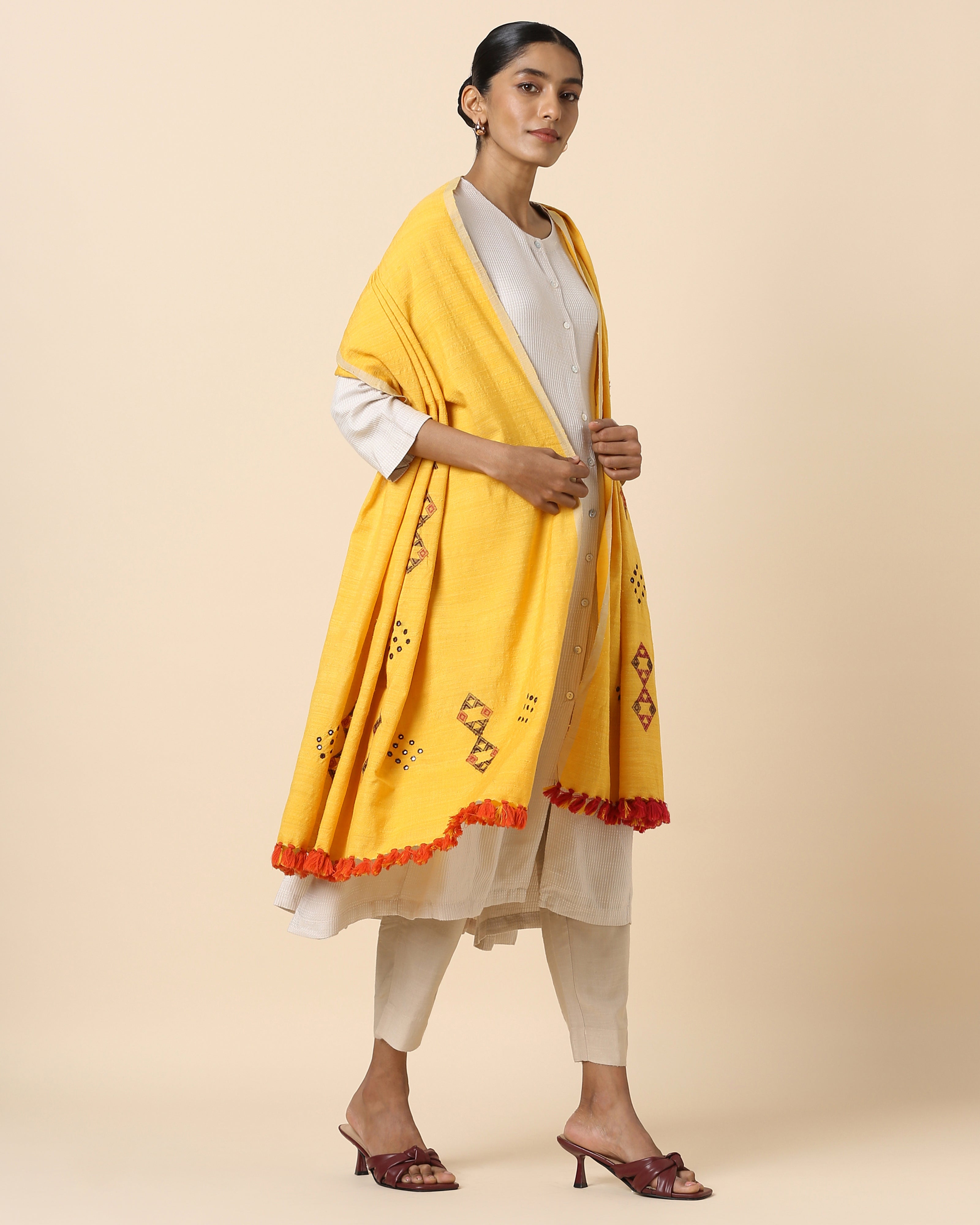 Banushri Bhujodi Extra Weft Wool Silk Shawl