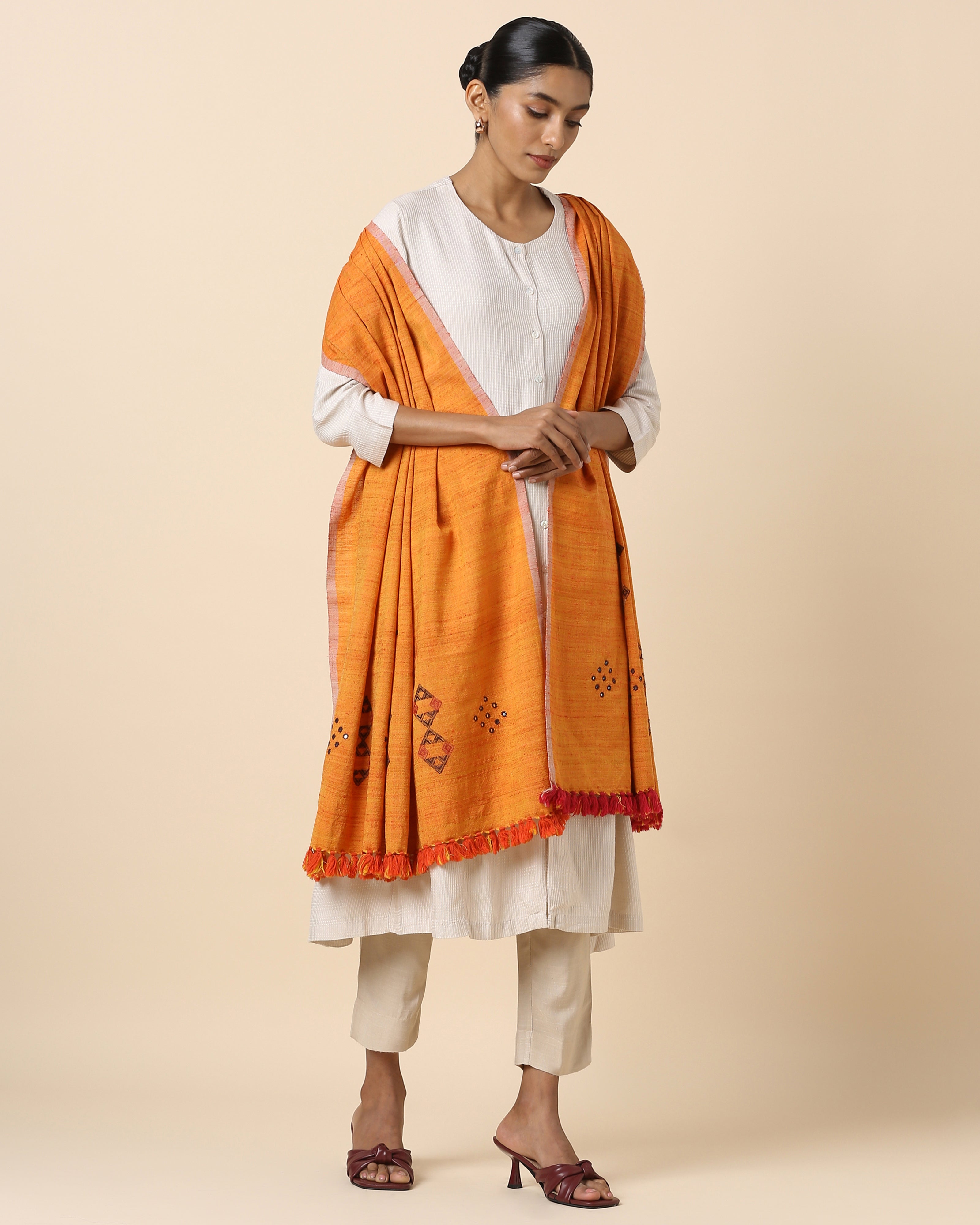 Banushri Bhujodi Extra Weft Wool Silk Shawl