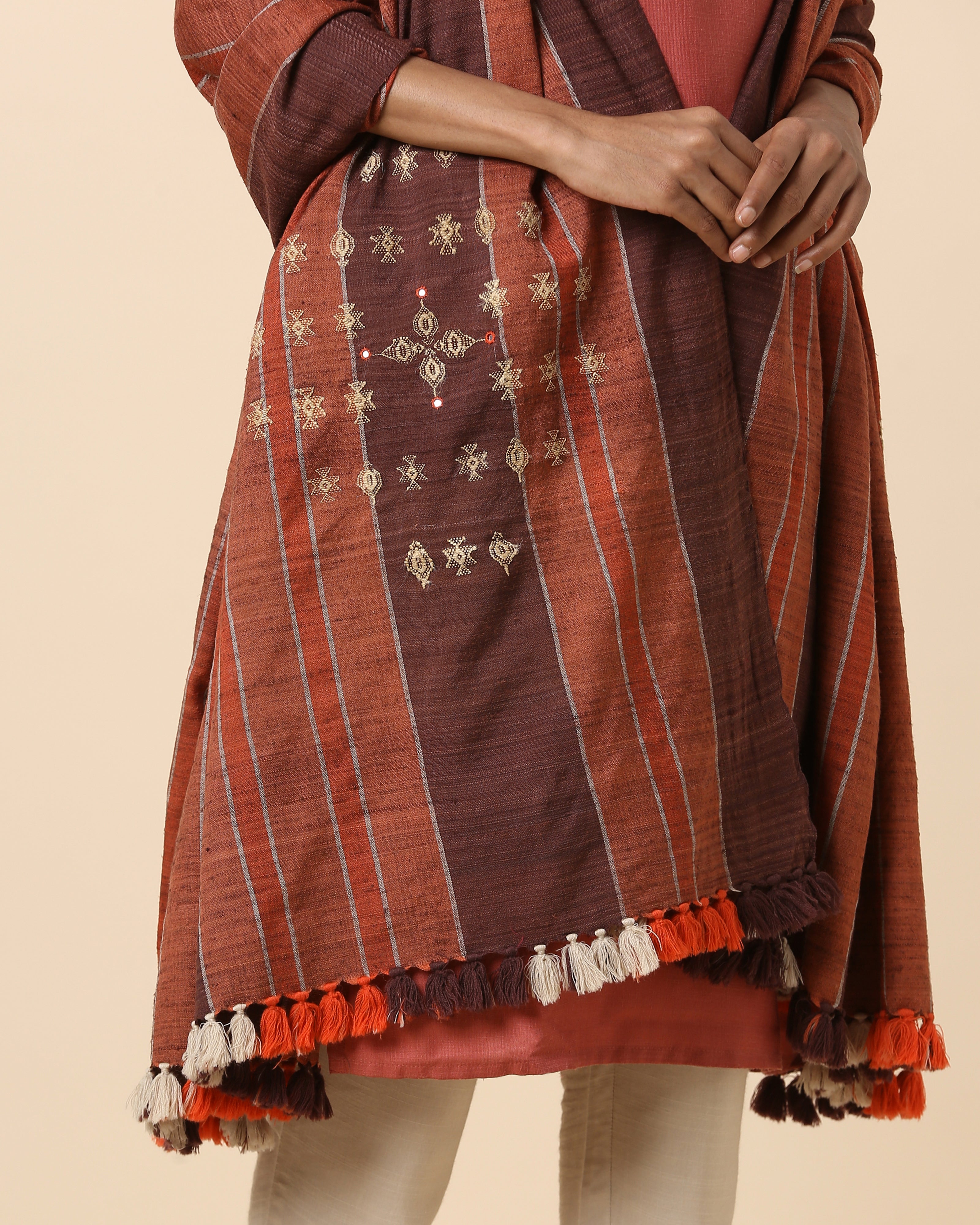 Caso Bhujodi Extra Weft Wool Silk Shawl