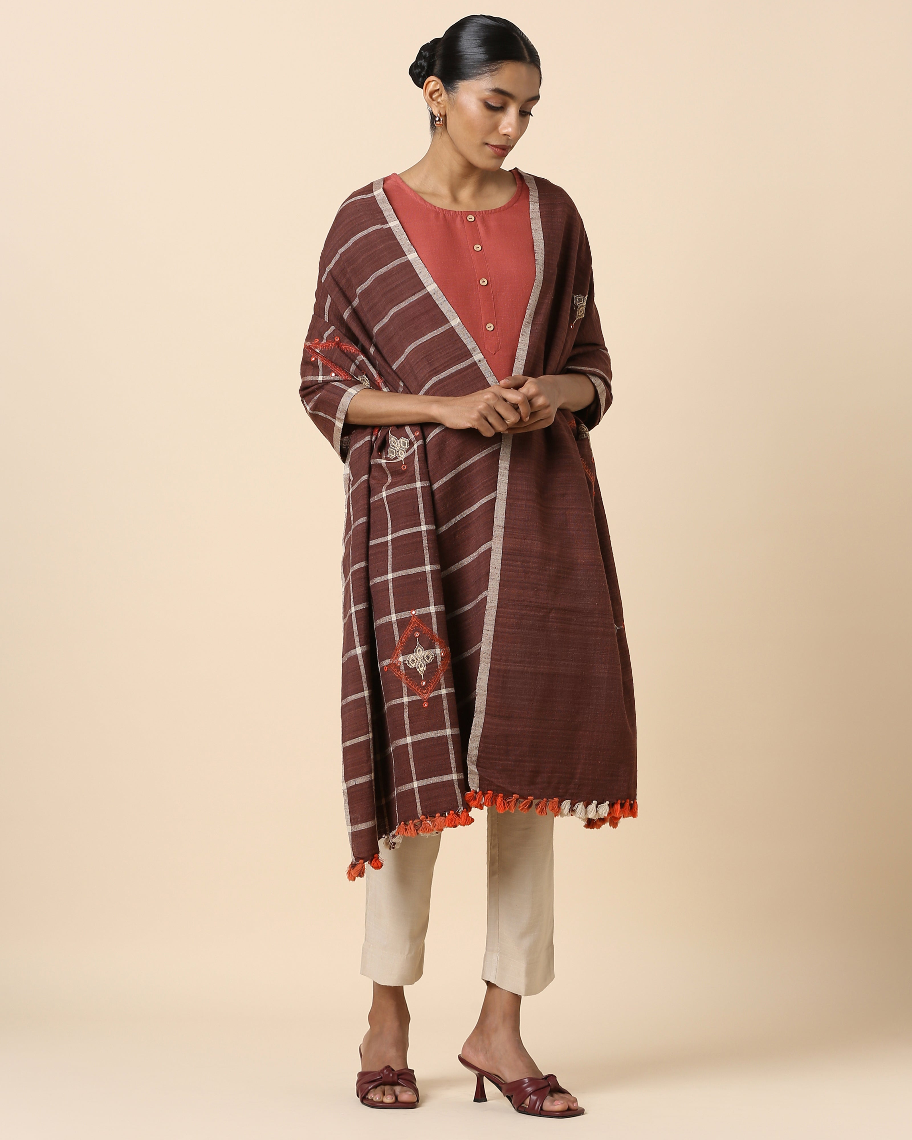 Derry Bhujodi Extra Weft Wool Silk Shawl