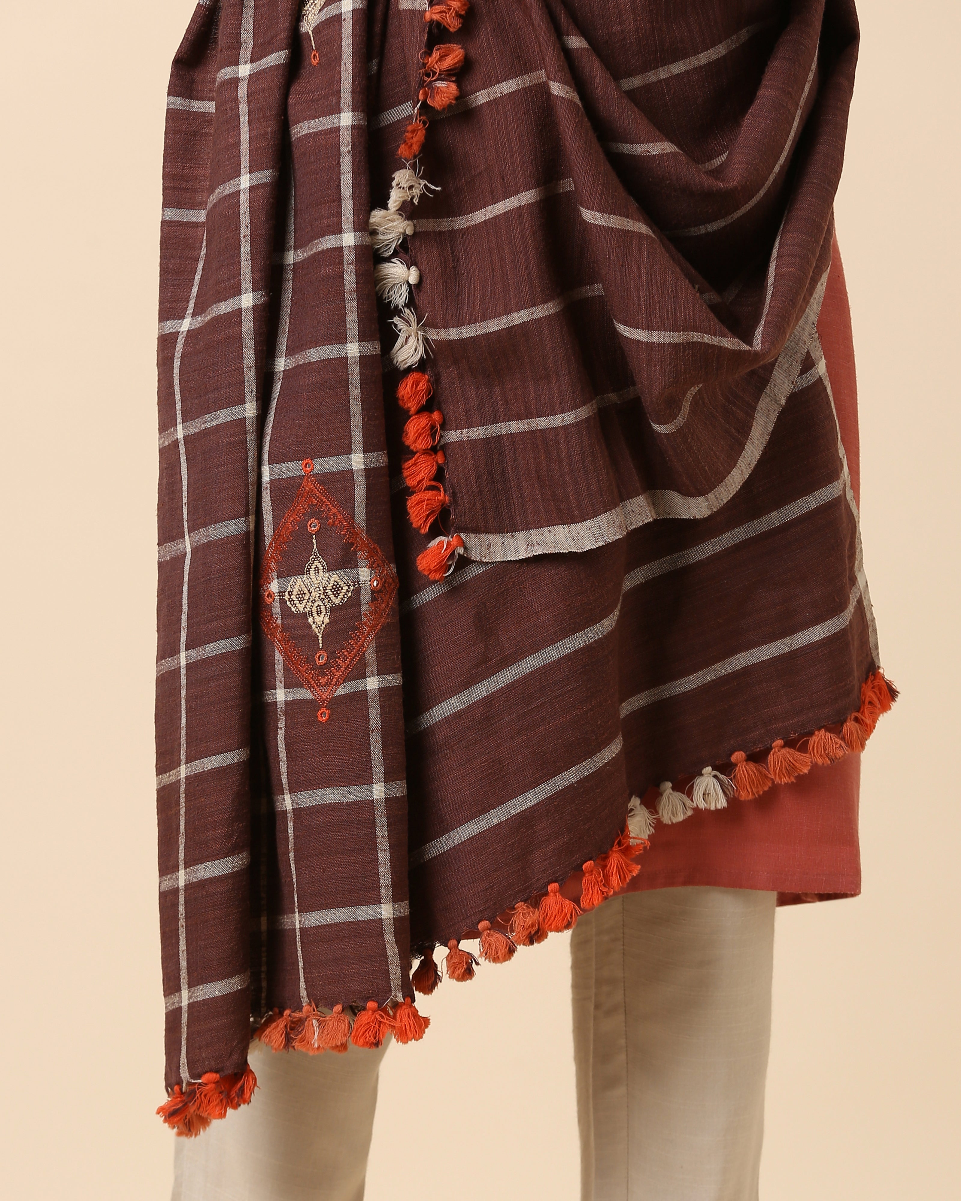 Derry Bhujodi Extra Weft Wool Silk Shawl
