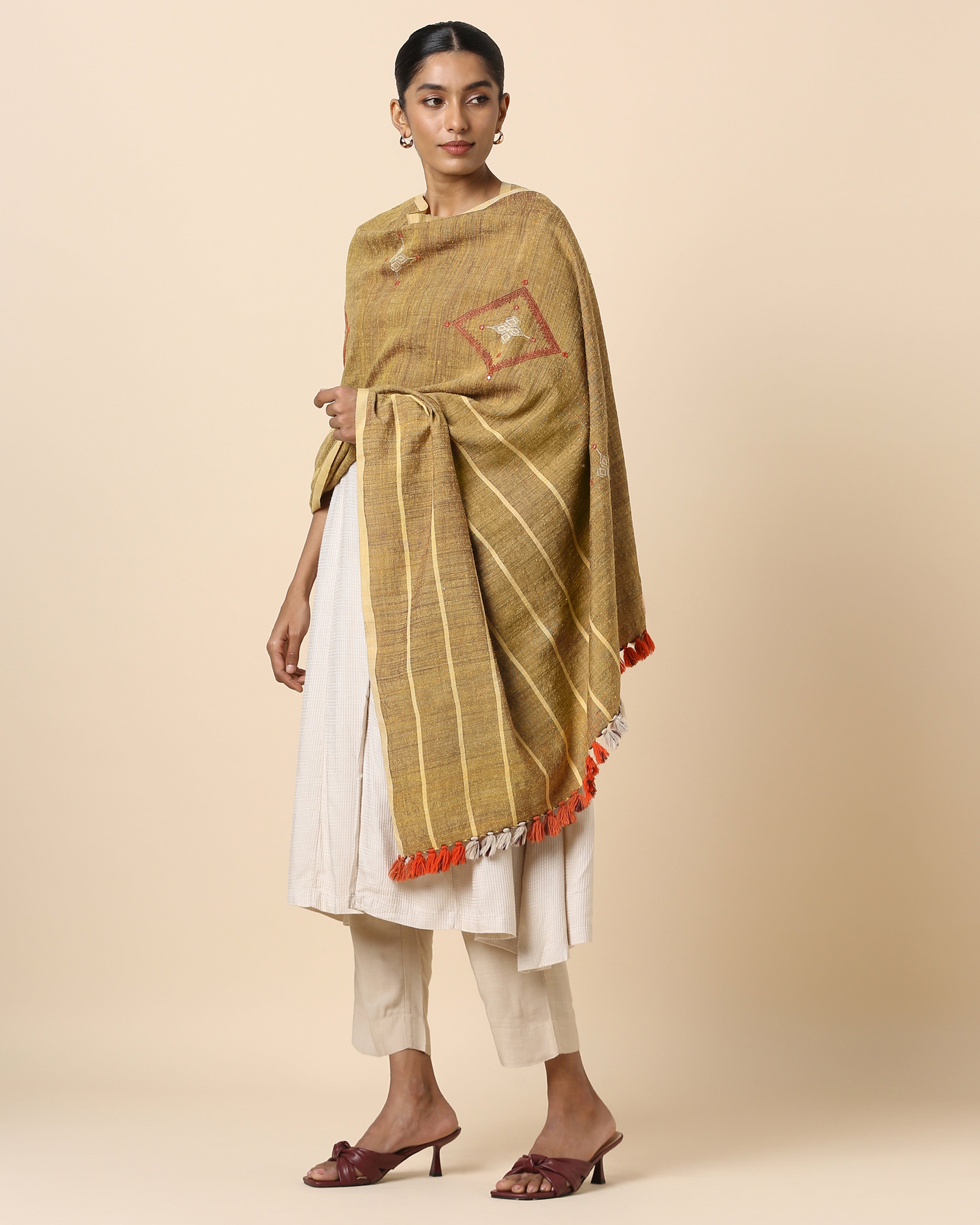 Derry Bhujodi Extra Weft Wool Silk Shawl