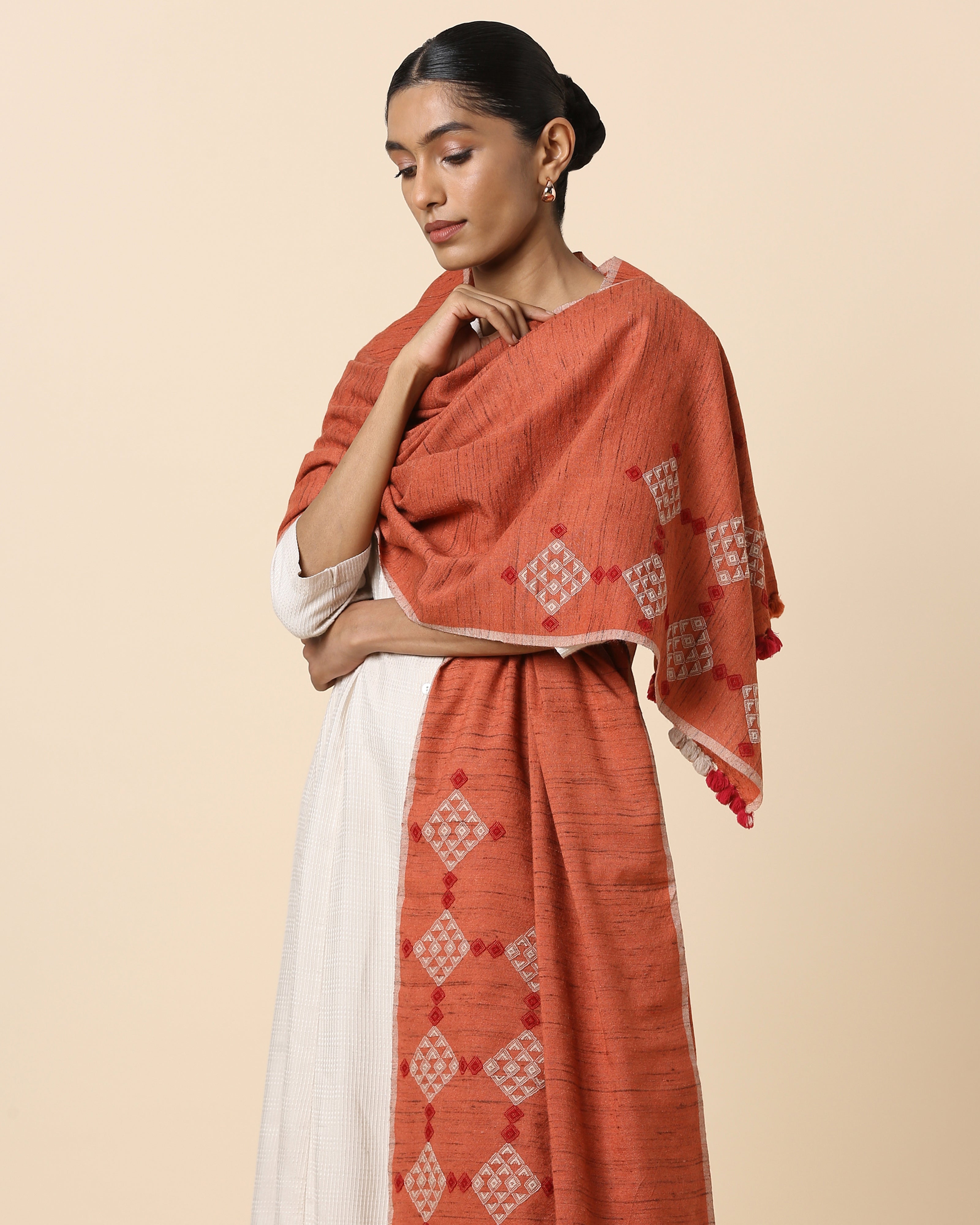 Eniu Bhujodi Extra Weft Wool Silk Shawl