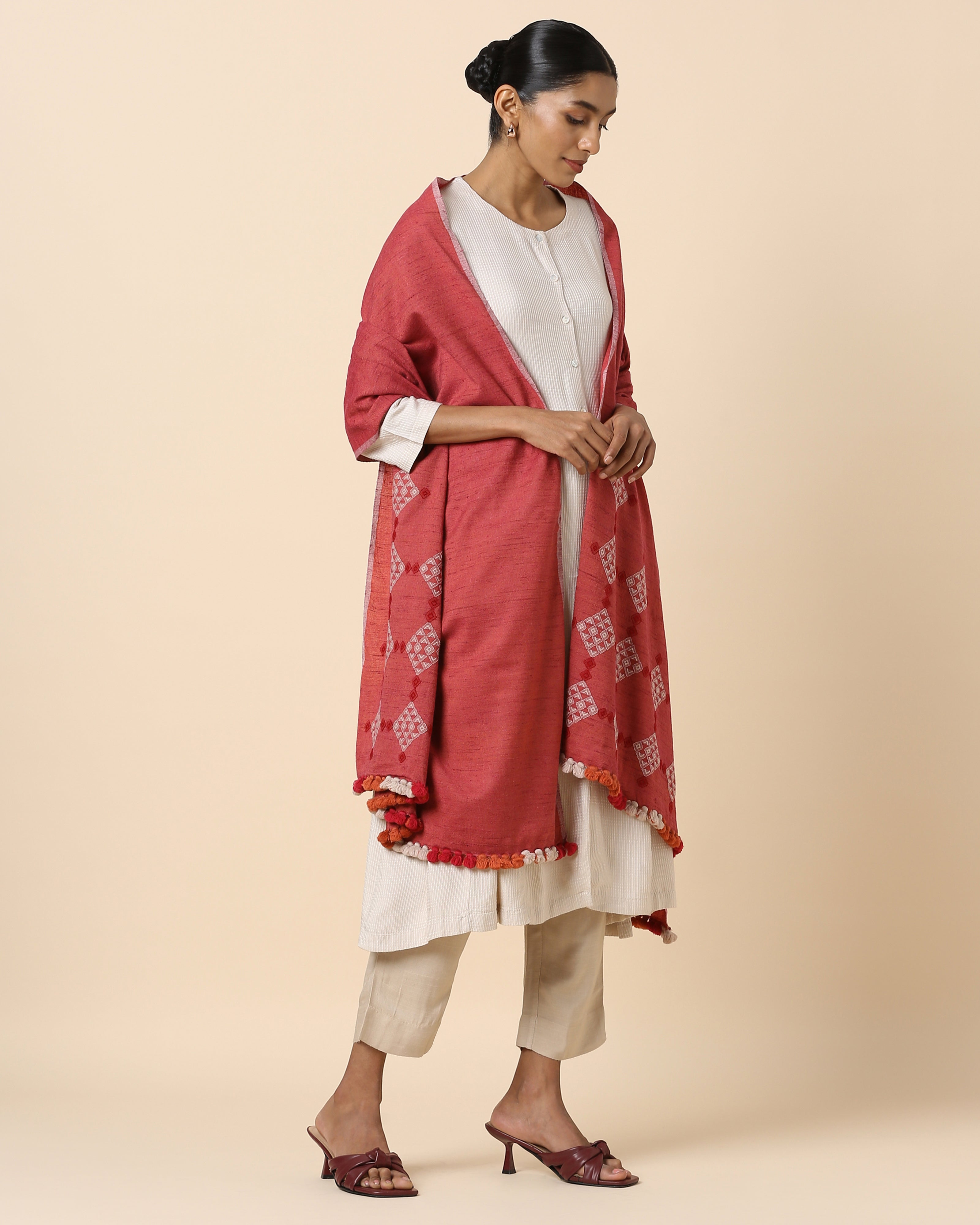 Eniu Bhujodi Extra Weft Wool Silk Shawl