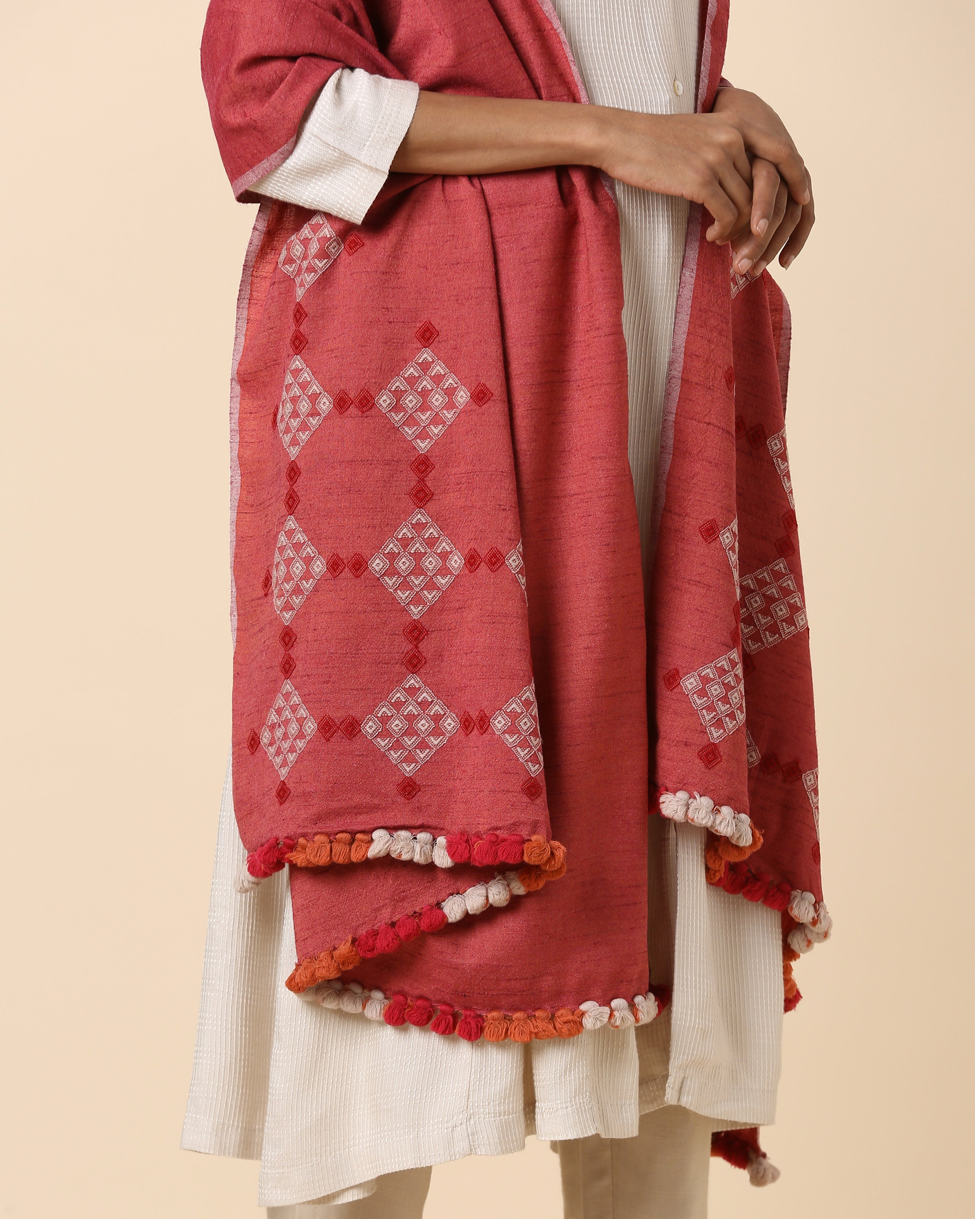 Eniu Bhujodi Extra Weft Wool Silk Shawl