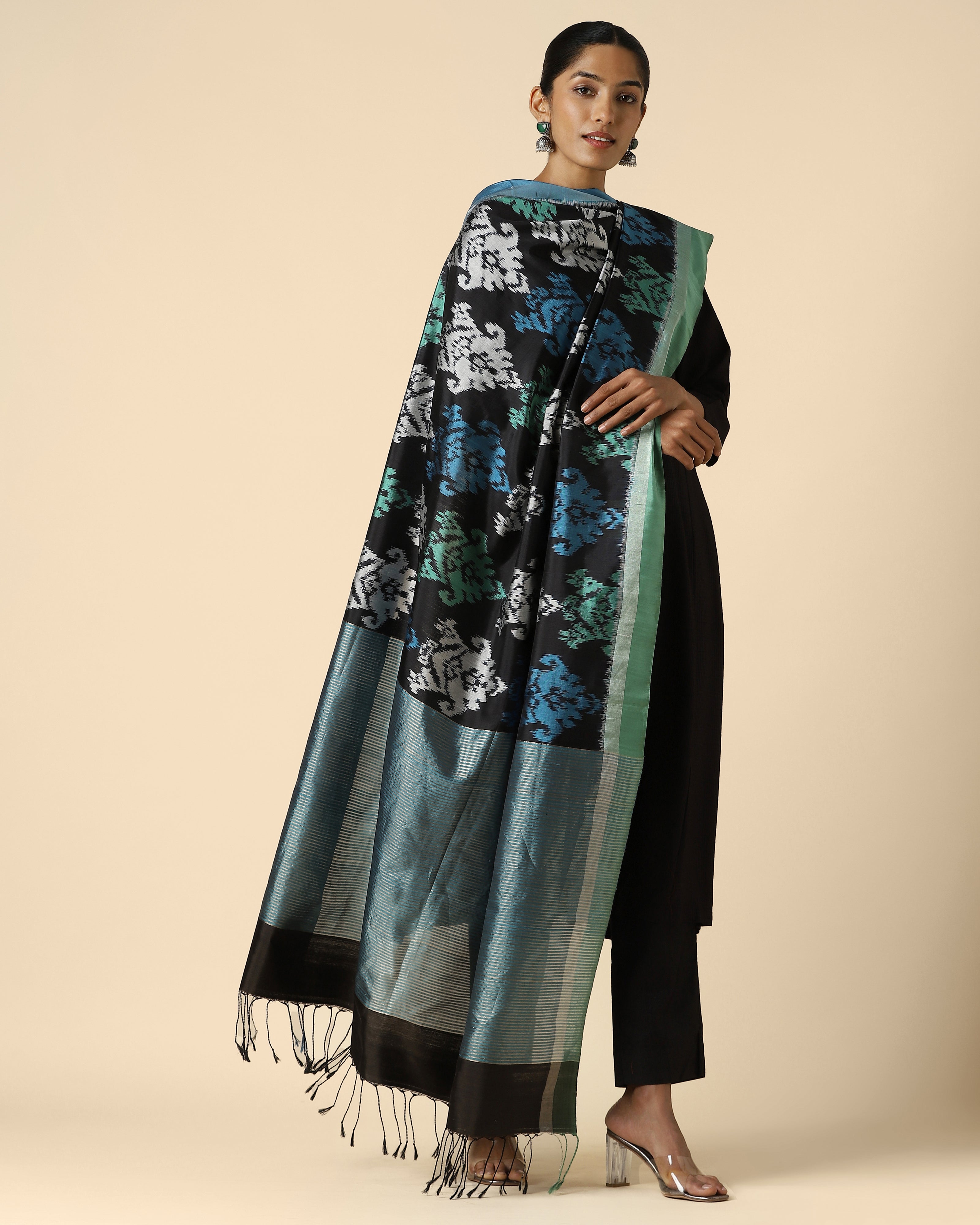 Urvi Pochampally Weft Ikat Silk Dupatta