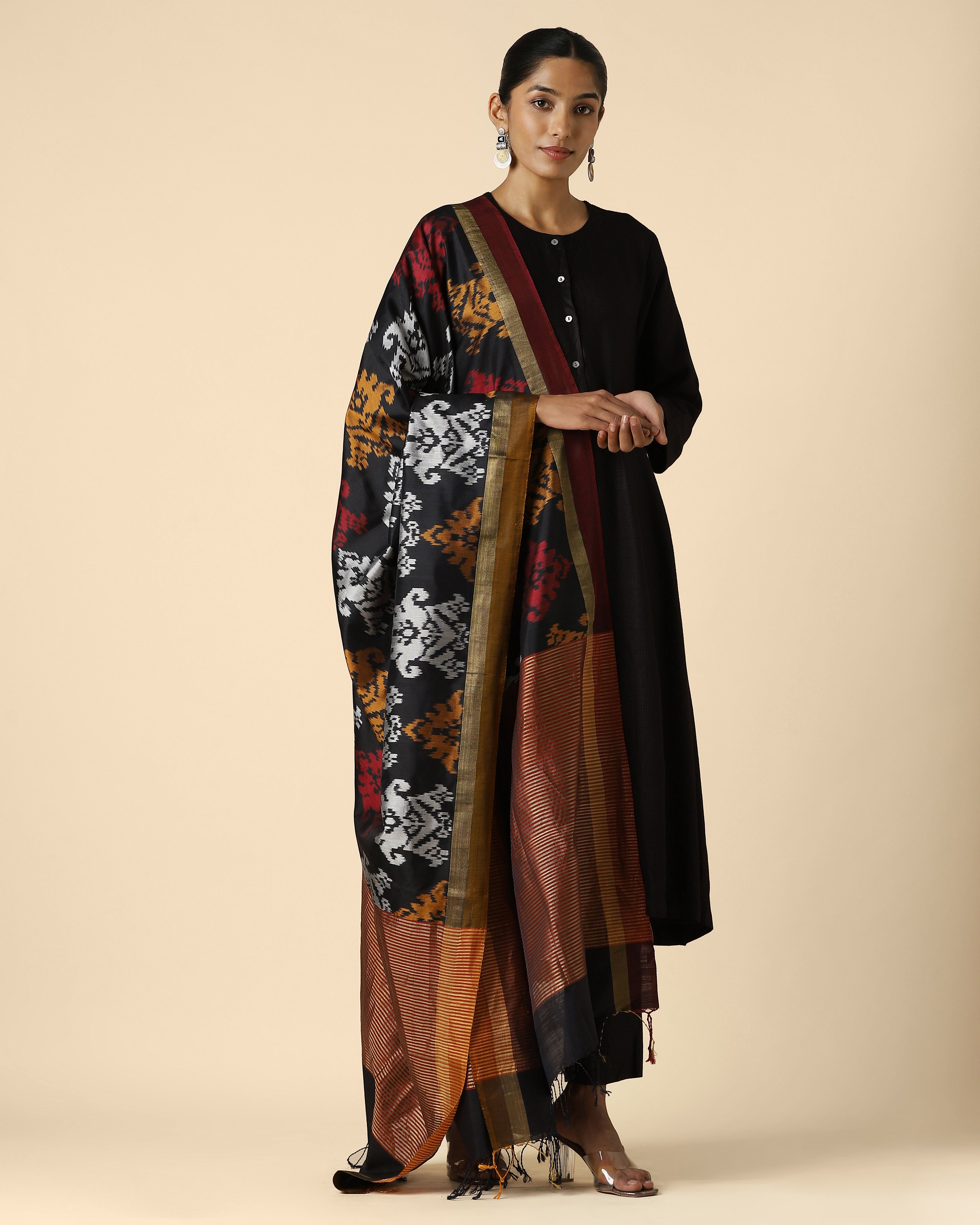 Urvi Pochampally Weft Ikat Silk Dupatta