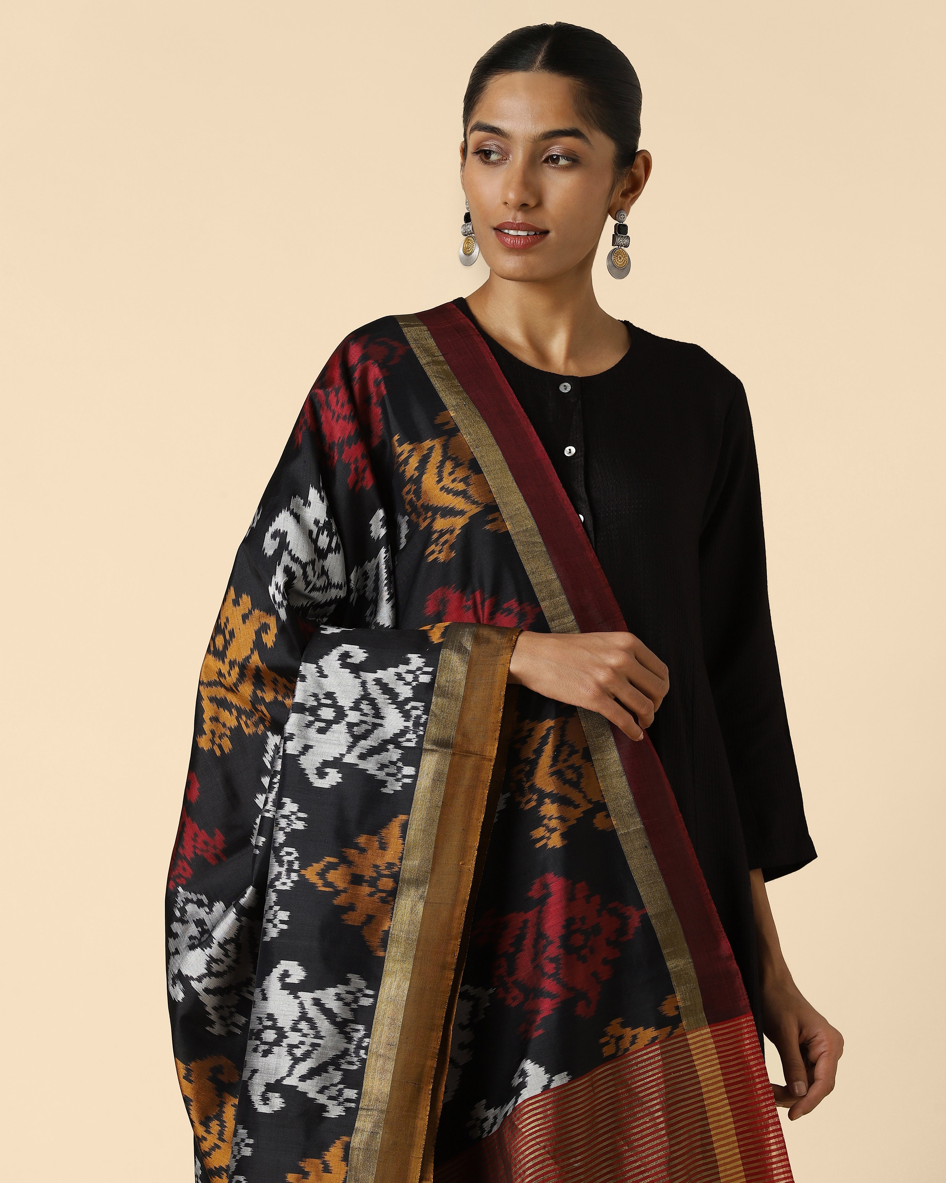 Urvi Pochampally Weft Ikat Silk Dupatta