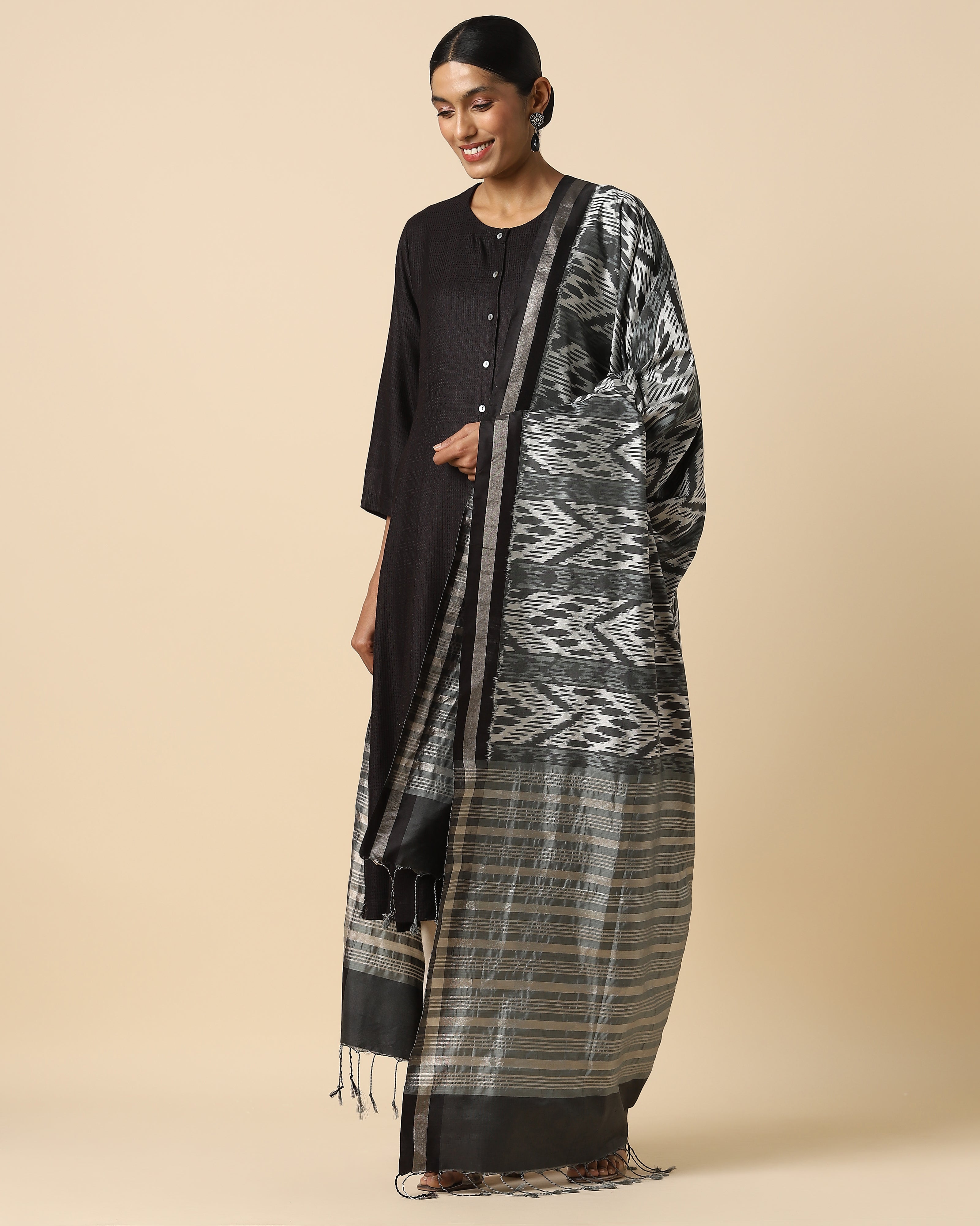 Erisha Pochampally Weft Ikat Silk Dupatta