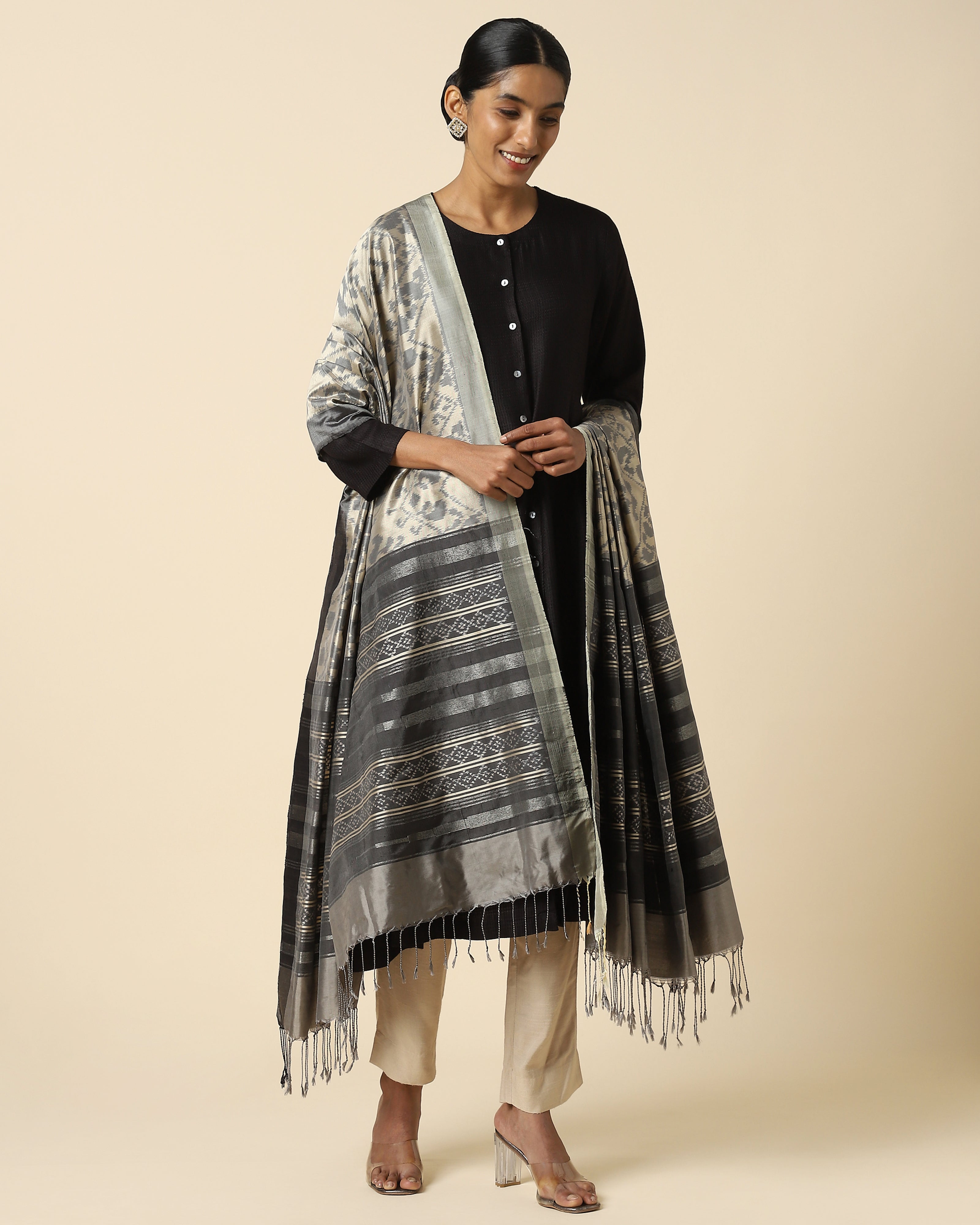 Ragini Pochampally Weft Ikat Silk Dupatta