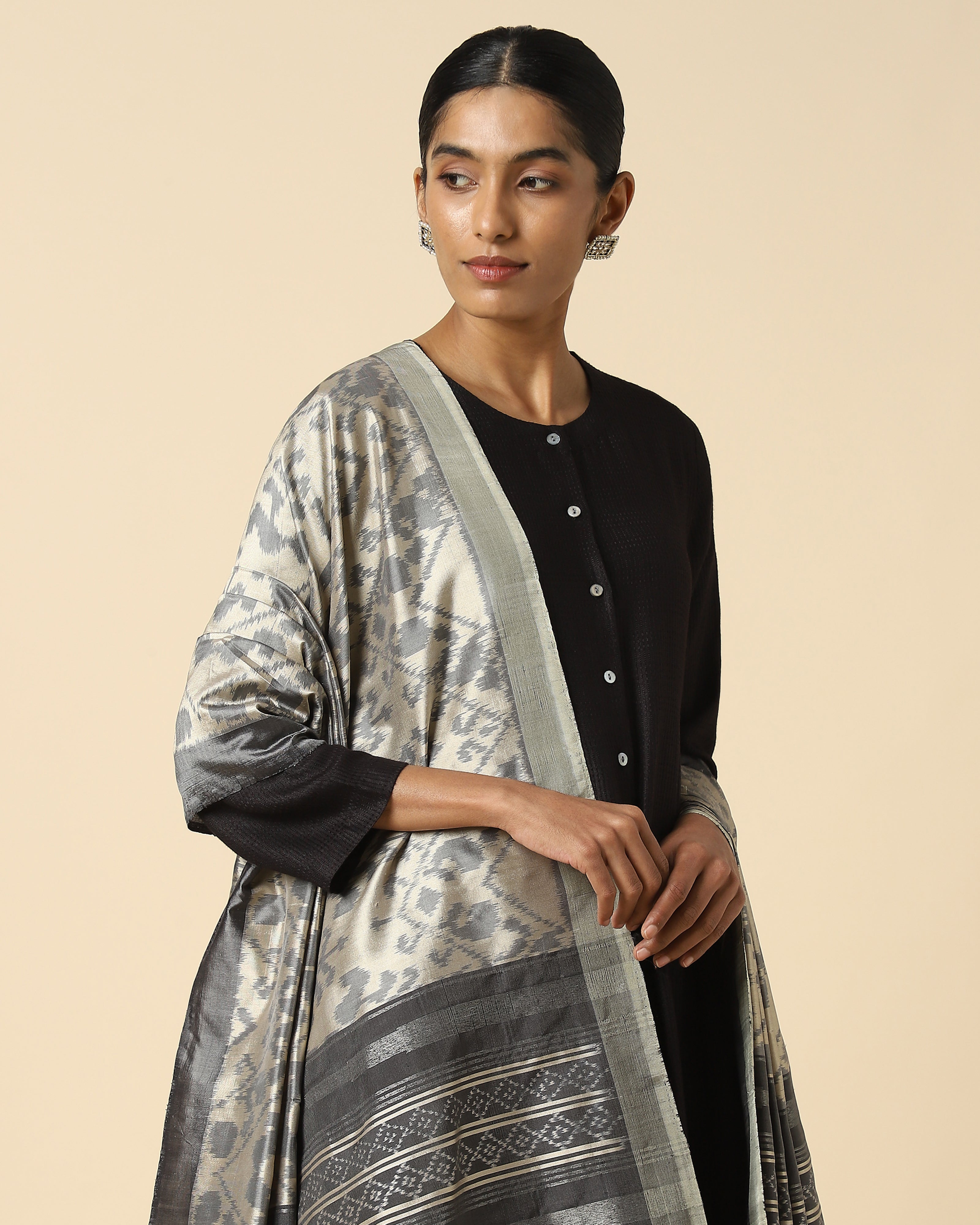 Ragini Pochampally Weft Ikat Silk Dupatta