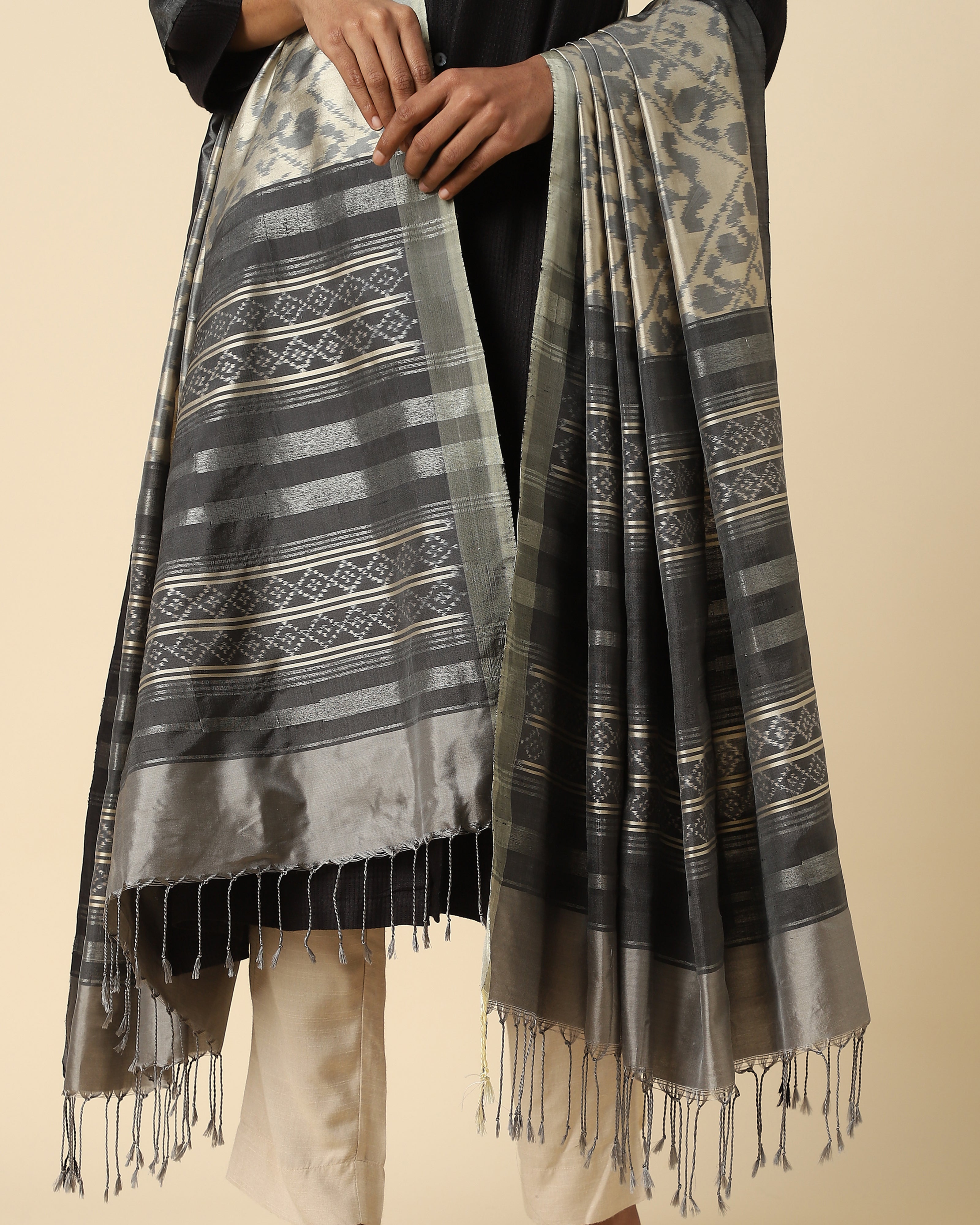 Ragini Pochampally Weft Ikat Silk Dupatta
