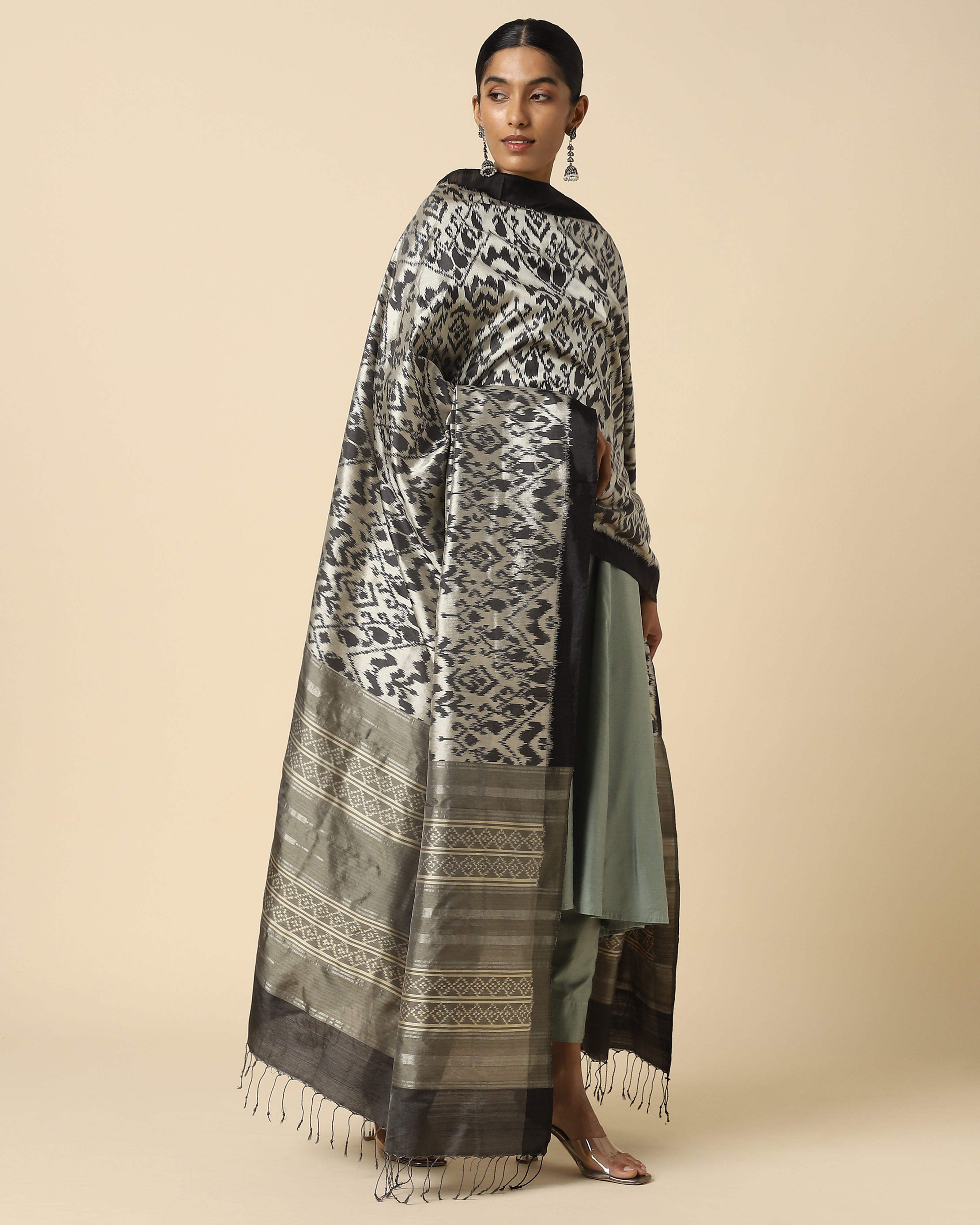 Ragini Pochampally Weft Ikat Silk Dupatta