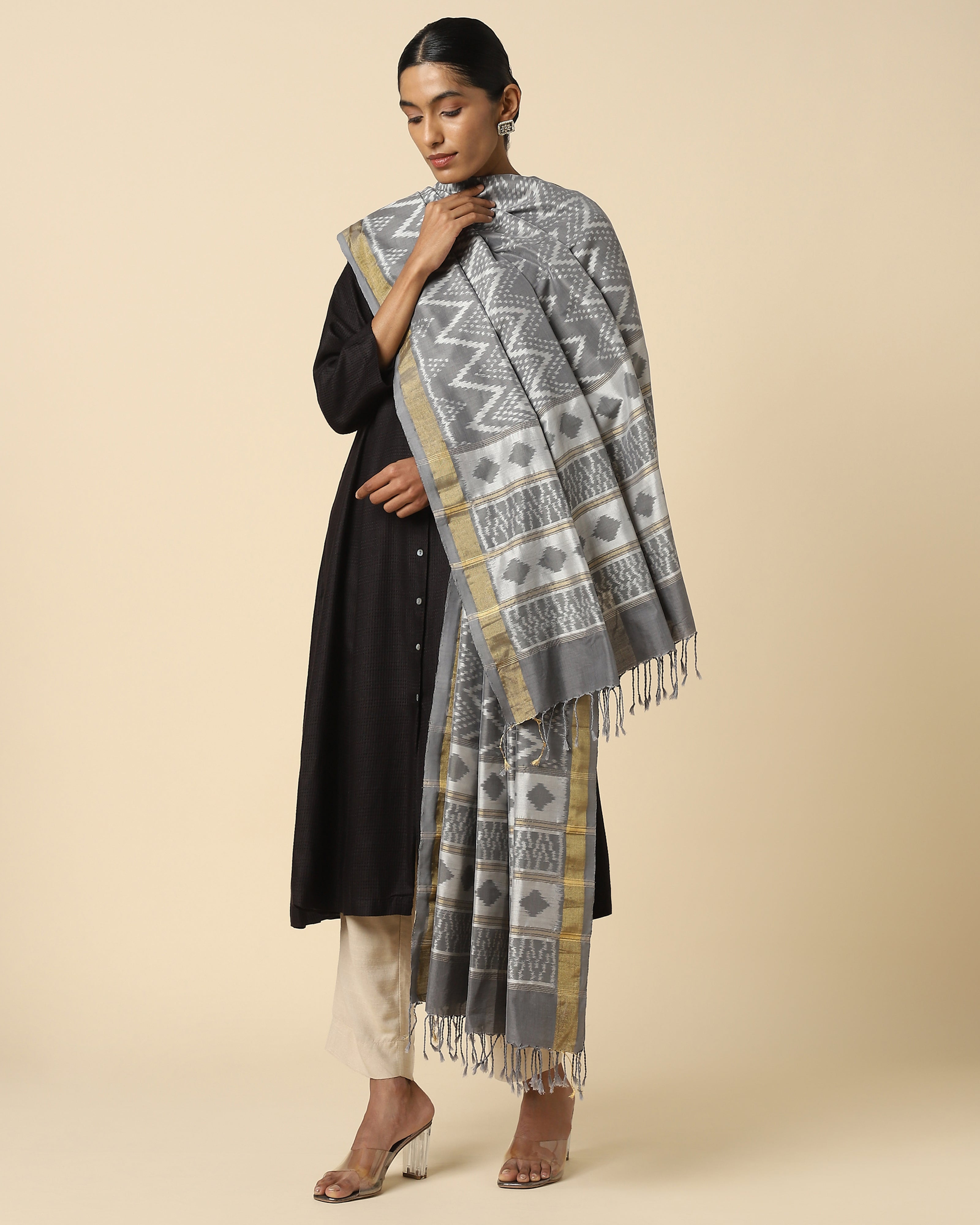 Hasina Pochampally Weft Ikat Silk Cotton Dupatta