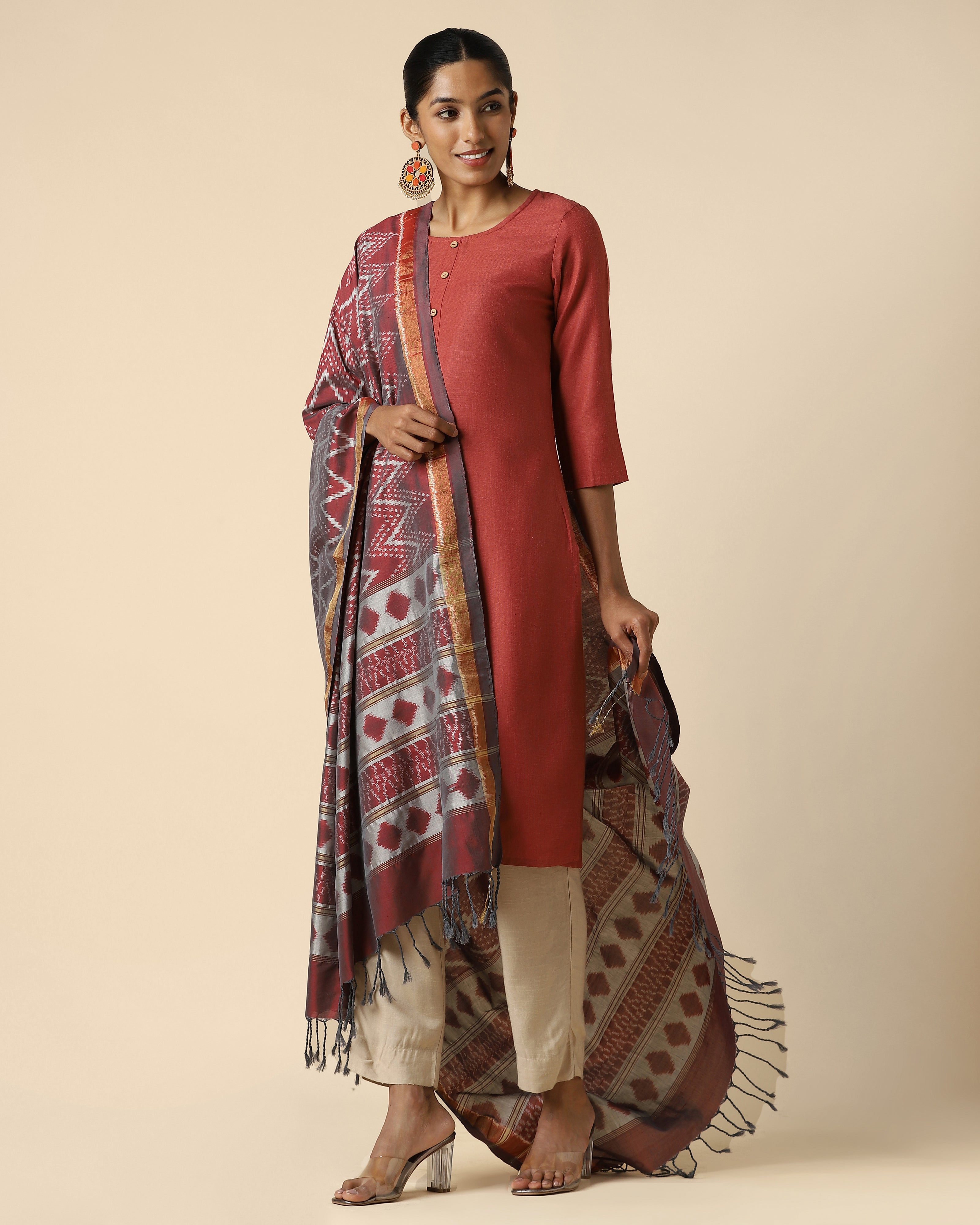 Hasina Pochampally Weft Ikat Silk Cotton Dupatta