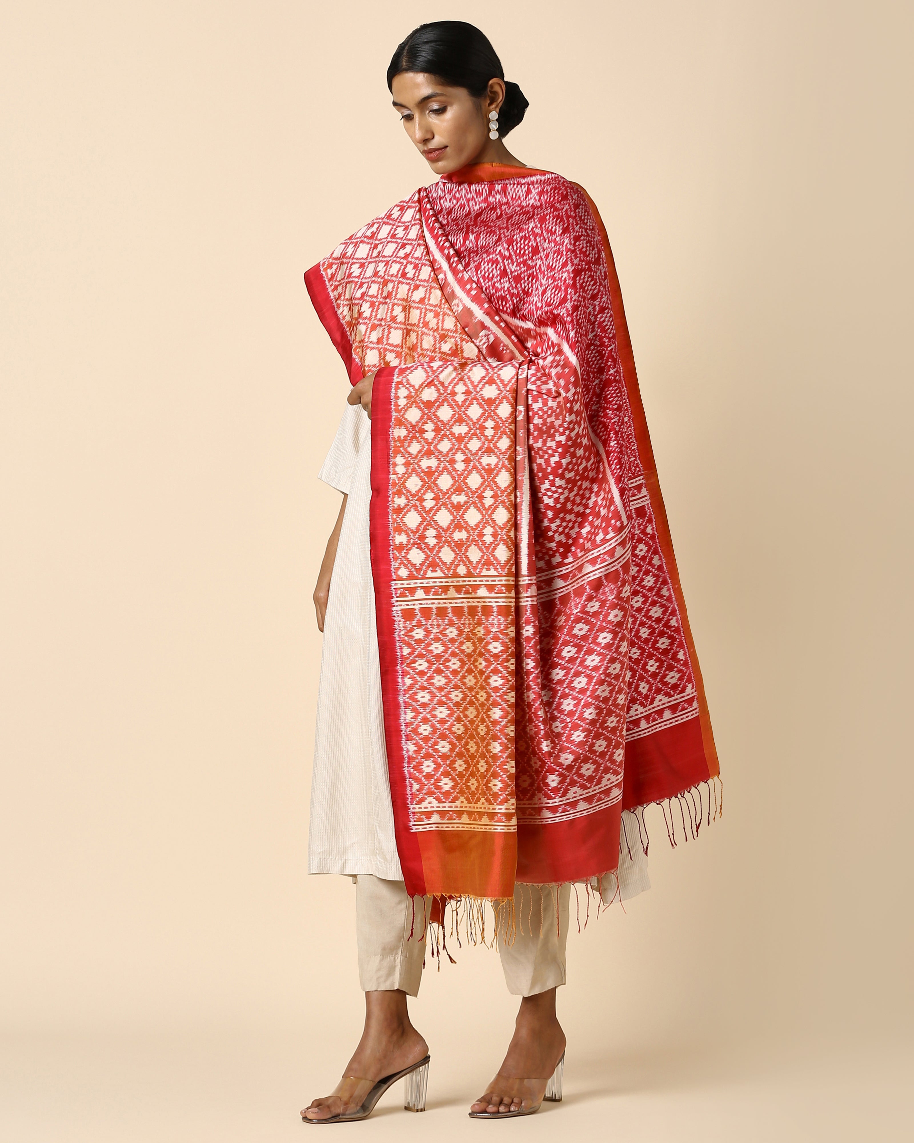 Nala Pochampally Weft Ikat Silk Dupatta