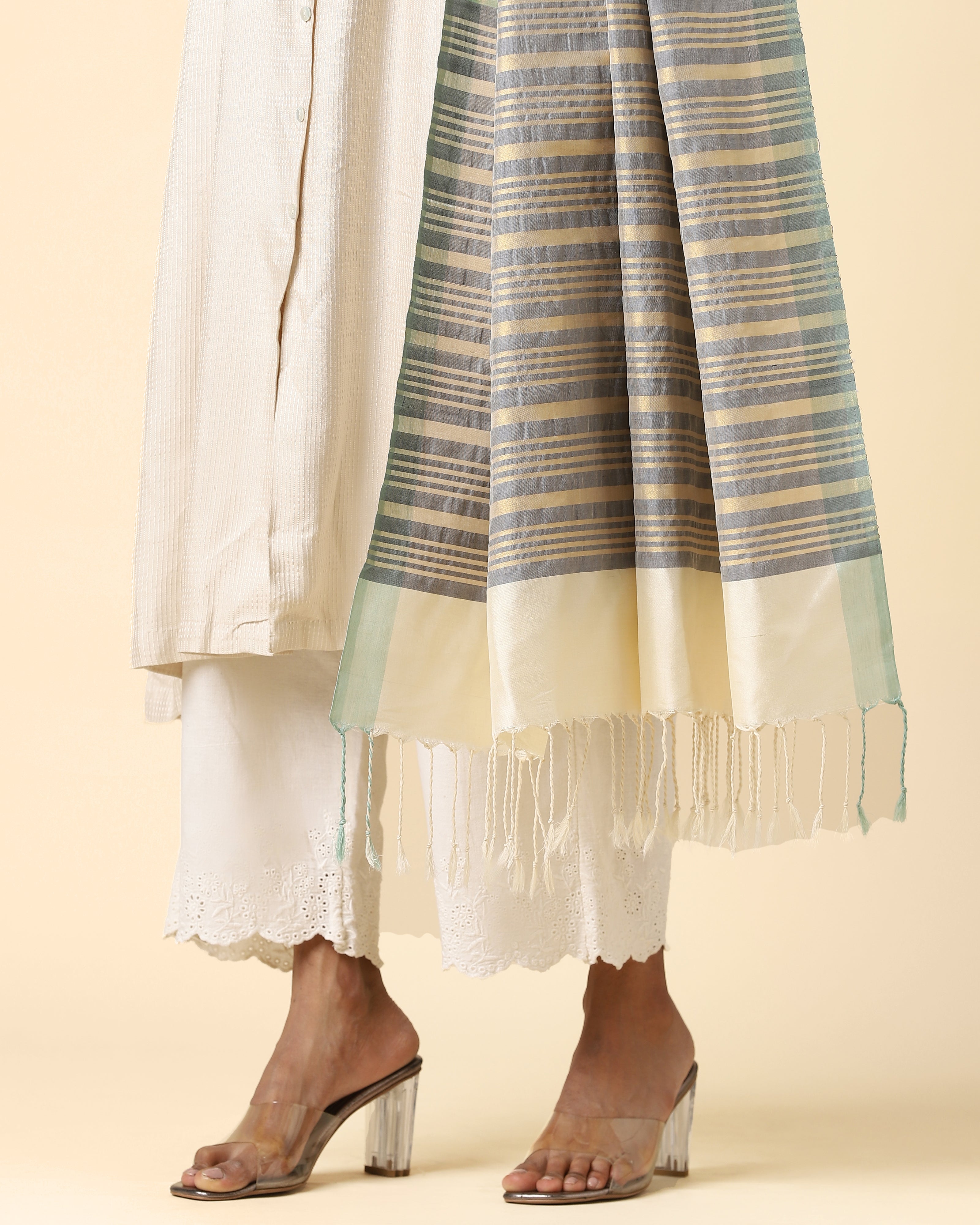Kajri Pochampally Weft Ikat Silk Cotton Dupatta