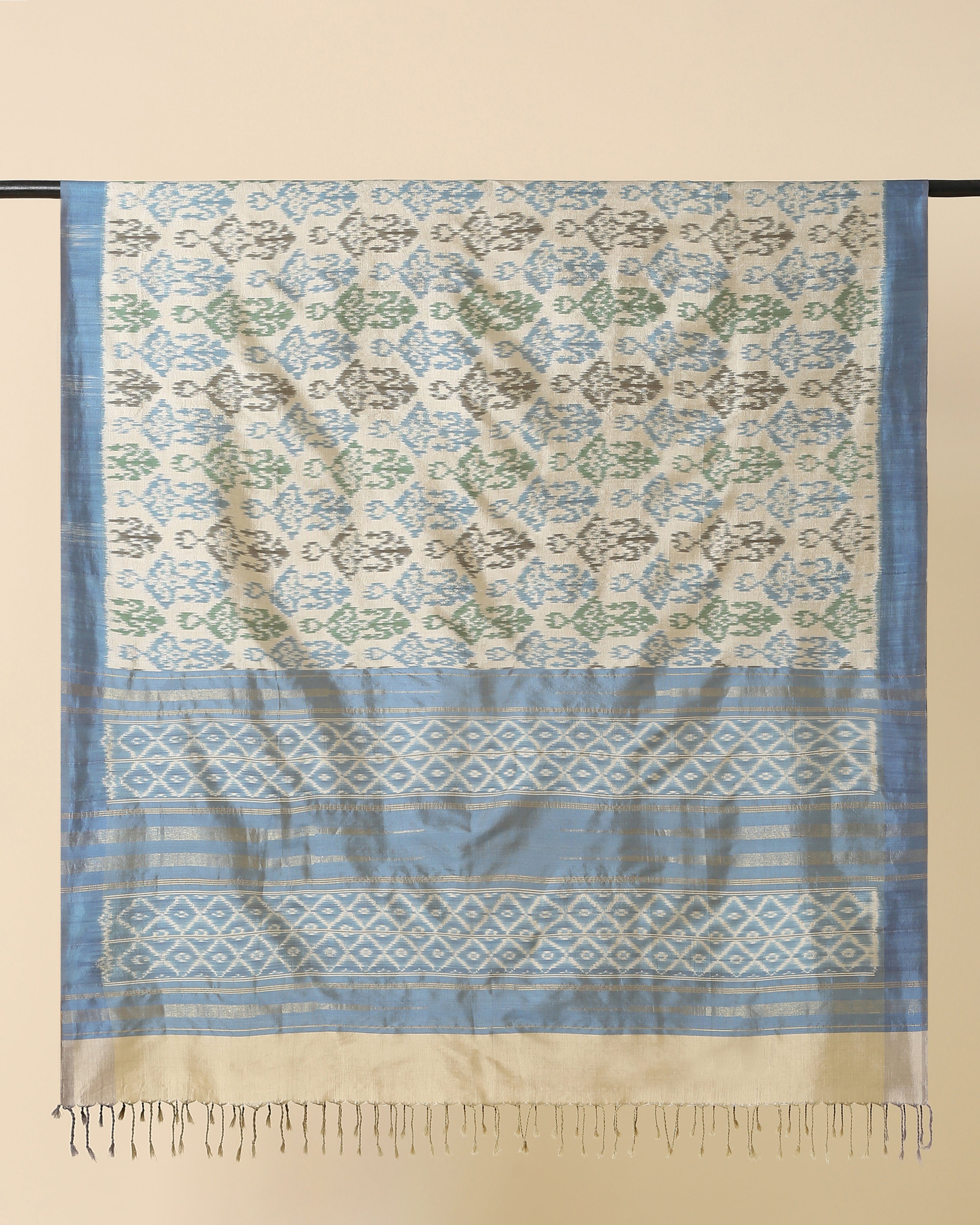 Madhula Pochampally Weft Ikat Cotton Silk Dupatta