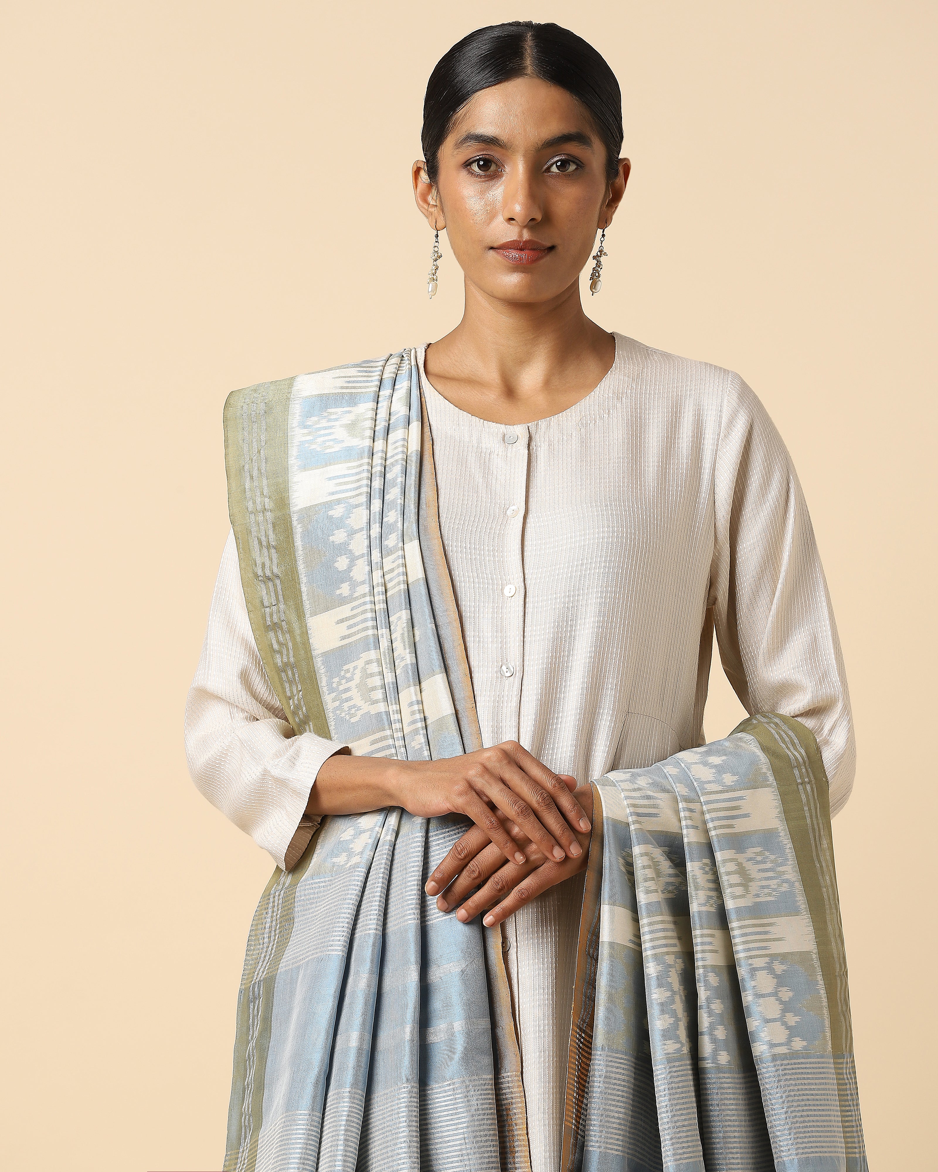 Lassya Pochampally Weft Ikat Silk Cotton Dupatta